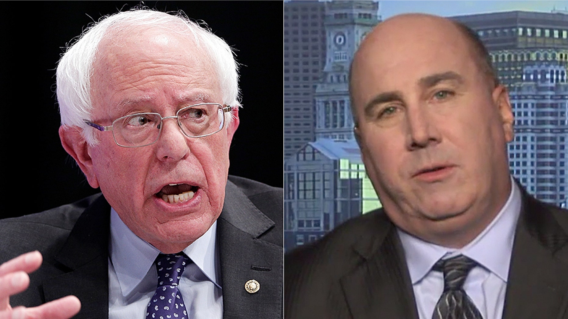 Daniel Linskey (right), former superintendent-in-chief of the Boston Police Department, explained his reaction to Bernie Sanders' comments about giving felons the right to vote.