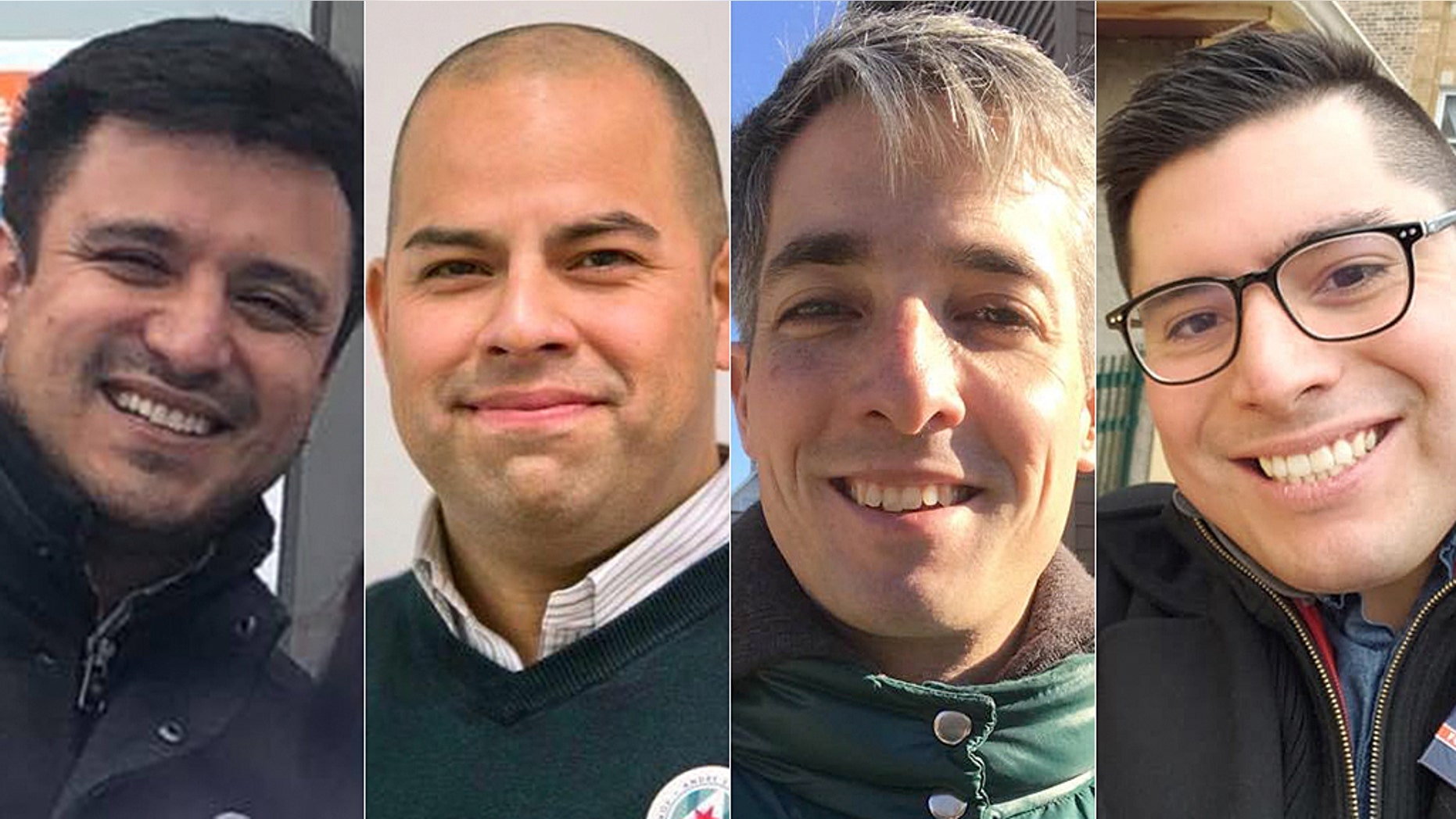 Democratic socialists Byron Sigcho-Lopez, Andre Vasquez, Daniel La Spata and Carlos Ramirez-Rosa (L-R) have all won seats on Chicago's City Council.