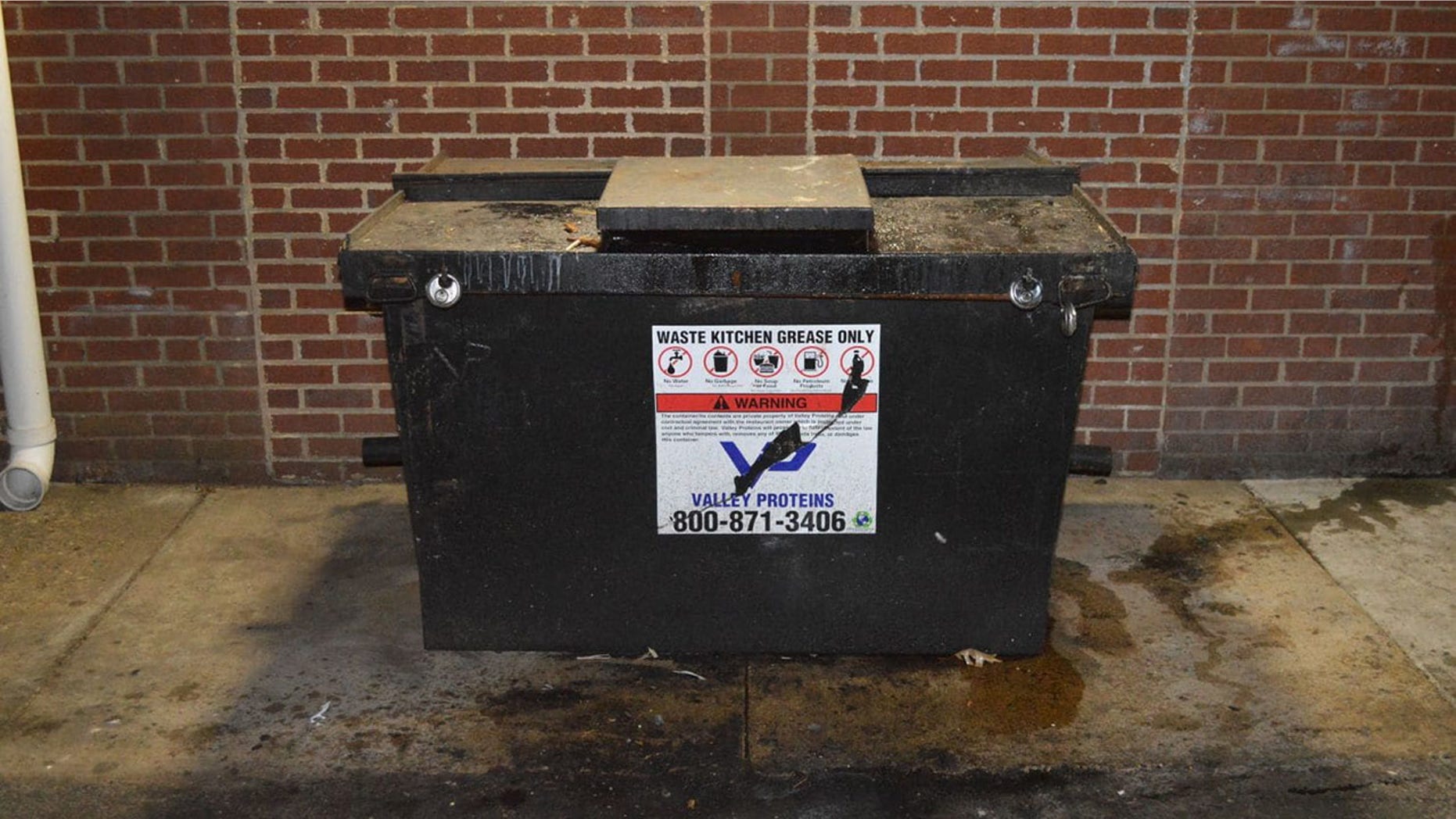 Grease was stolen from this Fairfax County dumpster on March 26.
