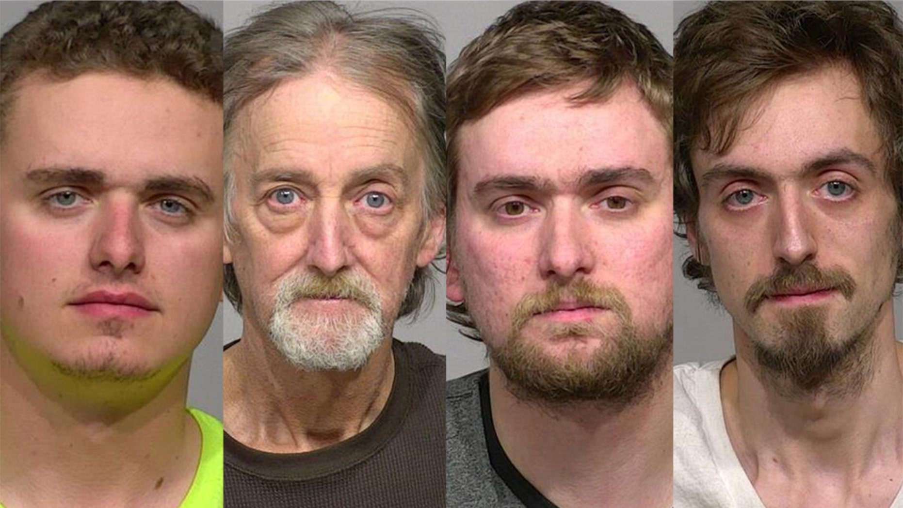 Brian Keene, second from left, is accused of knowing his sons Josiah, 20, Elijah, 27, and James, 29 (left to right) were allegedly sexually assaulting their younger siblings and doing nothing about it.