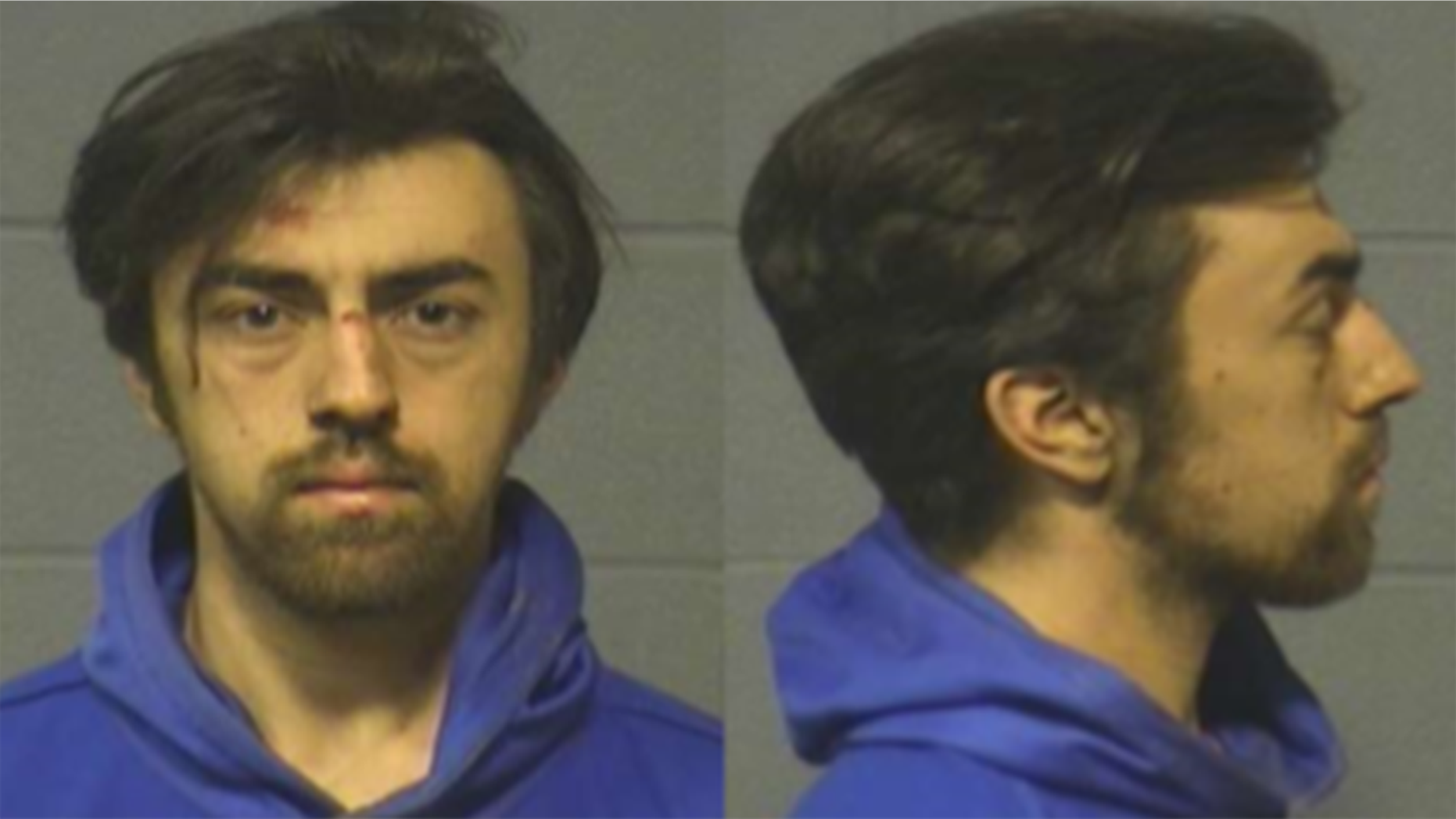 Mugshot for Jake Wascher, 21, from San Diego, accusing the two bosses of the University of Hartford students on a Sunday because they were acting on a movie scene