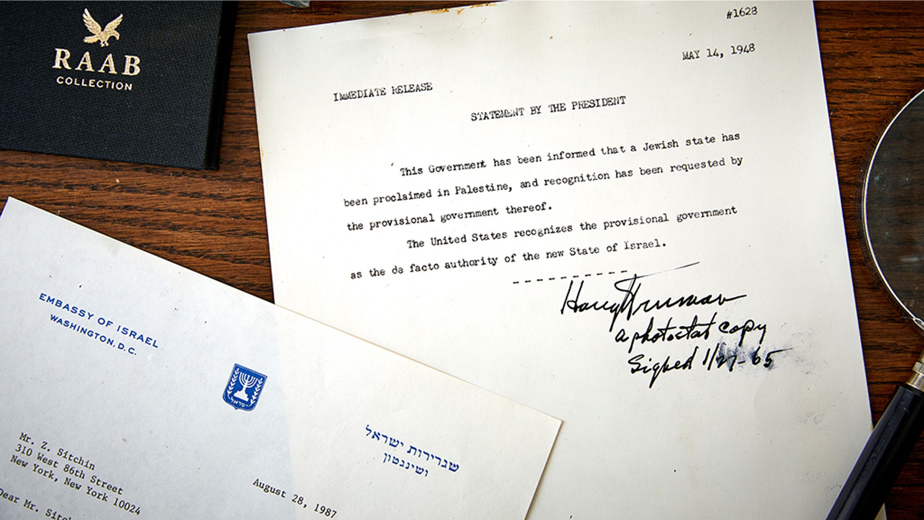Westlake Legal Group letter-c Only signed copy of US recognition of 'State of Israel' can be yours for $300G fox-news/us/religion/judaism fox-news/politics/elections/presidential fox-news/faith-values/faith fox-news/faith-values fox news fnc/us fnc Caleb Parke article 8fad6e7a-e7f3-526c-bef4-75cf80e00e5e