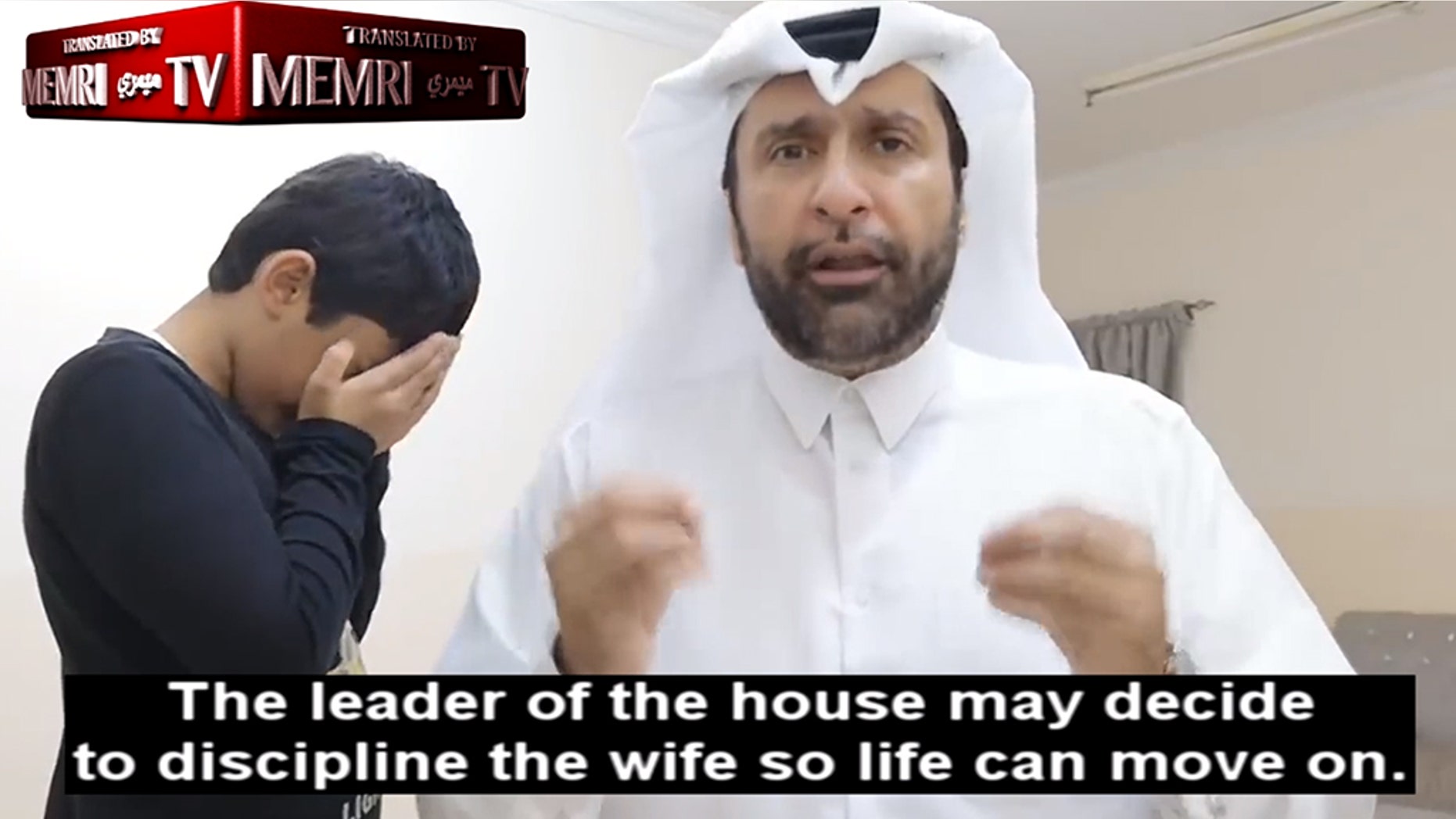 A video has emerged showing a Qatari academic demonstrating how Muslim men should beat their wives.