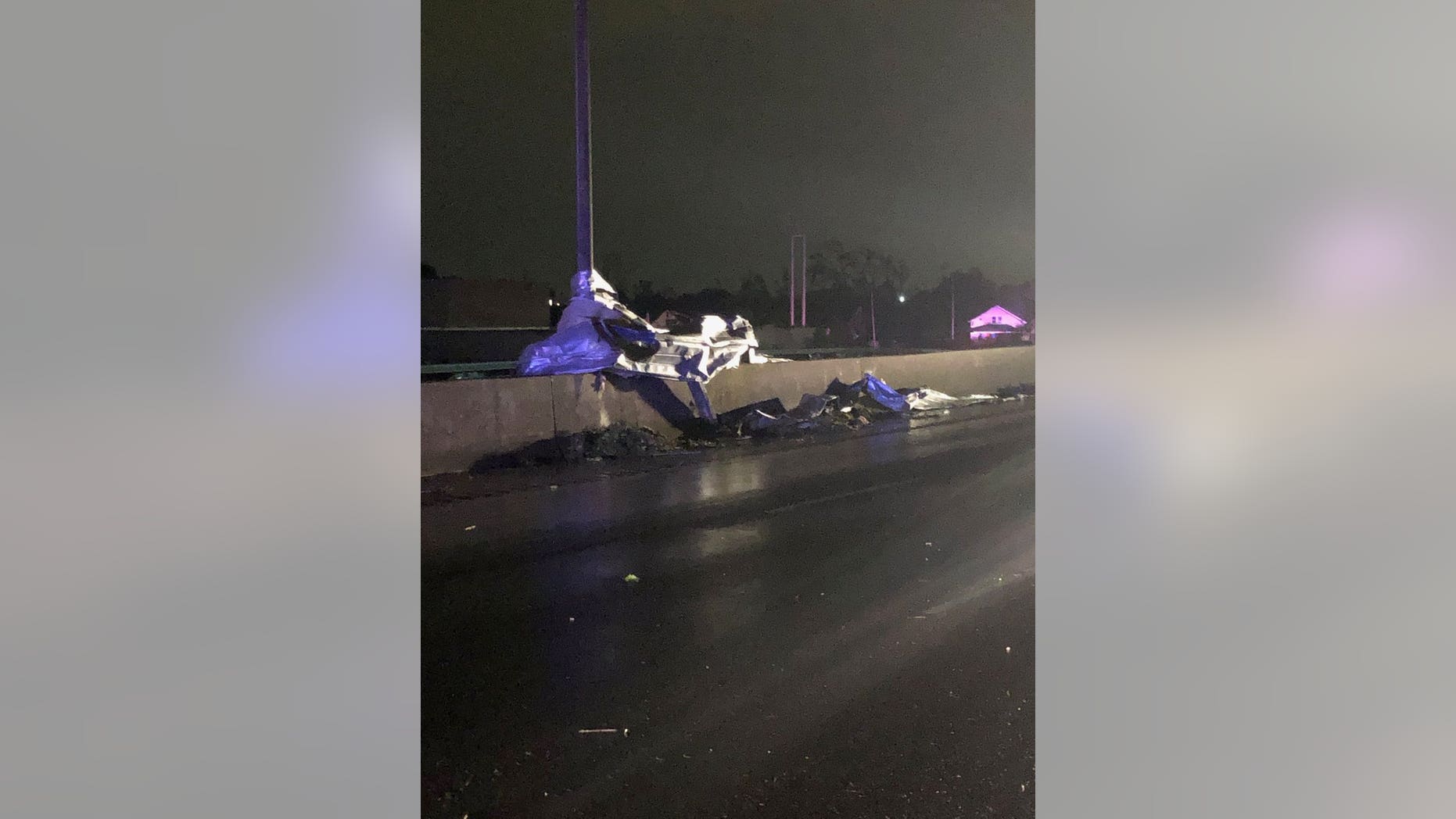 Debris could be seen on the side of I-75 north of downtown Dayton.