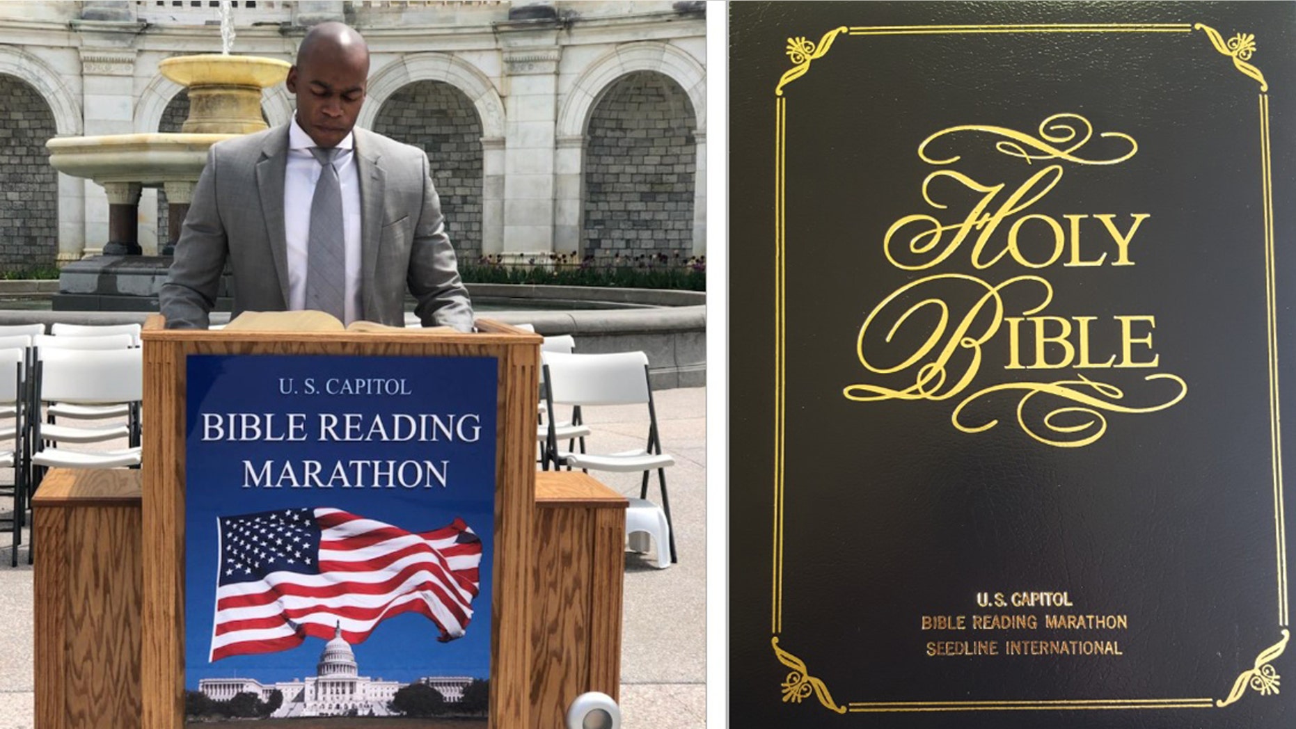 Hundreds of people read the Bible from cover to cover from Sunday until the National Day of Prayer on Thursday on the west steps of the U.S. Capitol.