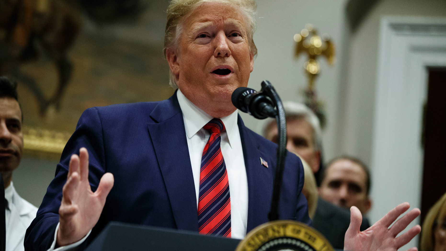 President Donald Trump speaks during a event on medical billing, in the Roosevelt Room of the White House, Thursday, May 9, 2019, in Washington. (AP Photo/Evan Vucci)