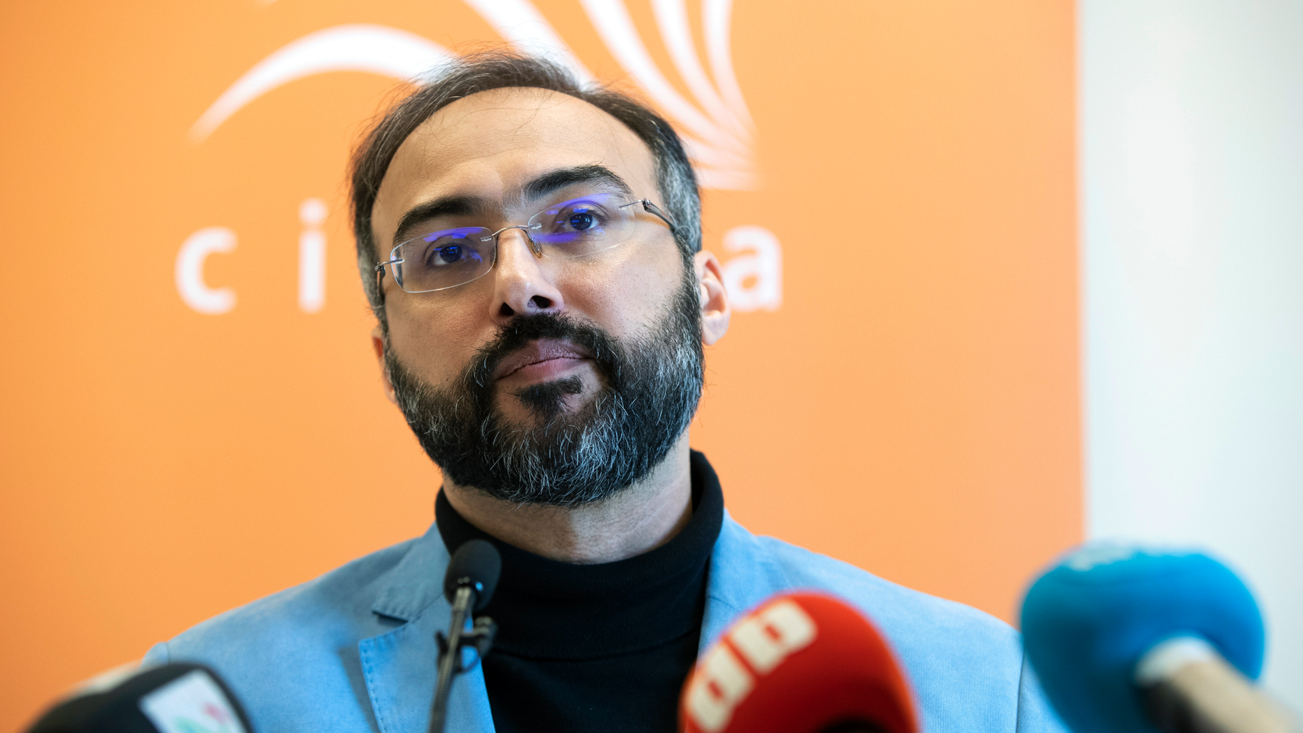 Arab pro-democracy activist Iyad el-Baghdadi attends press conference in Oslo, Monday, May 13, 2019. An Arab activist living in Norway said Monday he's been given protection by two different Norwegian entities after the CIA informed officials of an unspecified threat against him, which he said is likely linked to his research on Saudi Arabia. Iyad el-Baghdadi is an outspoken commentator on Arab affairs on Twitter, where he has over 130,000 follower. (Ryan Kelly/NTB Scanpix via AP)