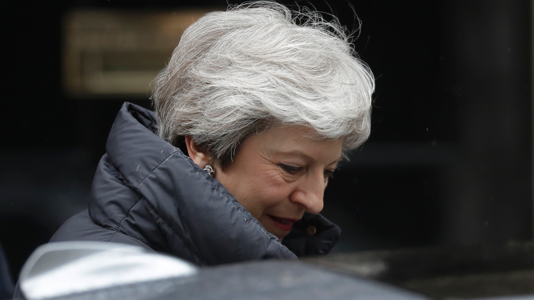 British Prime Minister Theresa May leaves 10 Downing Street in London, to attend Prime Minister's Questions at the Houses of Parliament, Wednesday, May 8, 2019. (AP Photo/Matt Dunham)