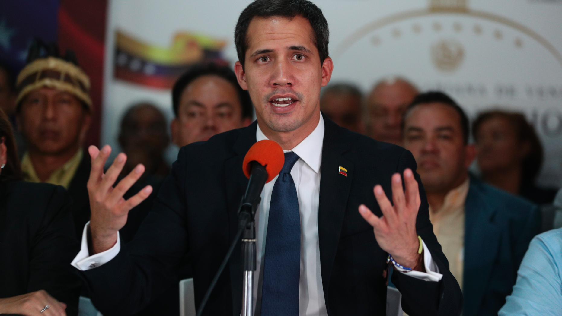 Venezuela's opposition leader and interim president Juan Guaido, speaks during a press conference at his campaign office in Caracas, Venezuela, Tuesday, May 14, 2019. Since declaring Venezuela's President Nicolas Maduro as illegitimate, Guaidó has been in the midst of a power struggle with Maduro. (AP Photo/Martin Mejia)
