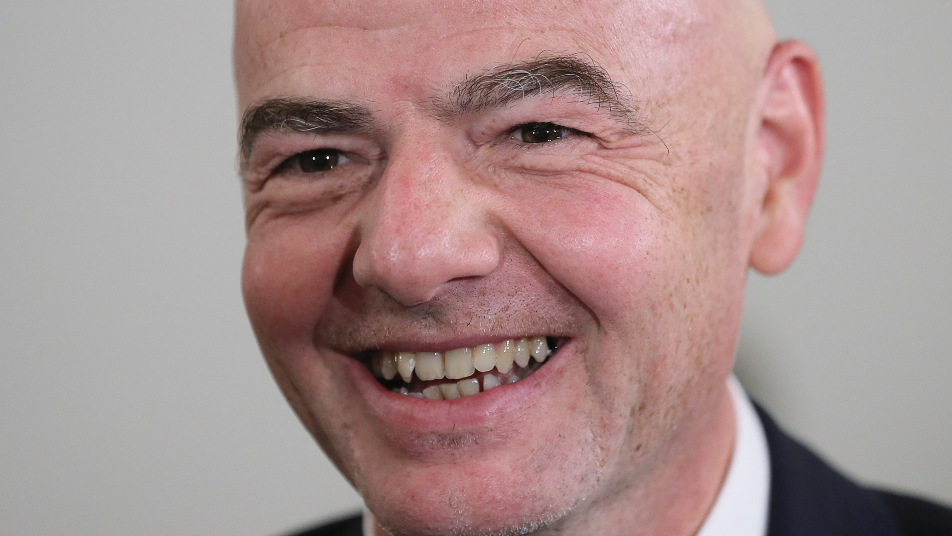 FIFA President Gianni Infantino smiles during an awarding ceremony in the Kremlin in Moscow, Russia, Thursday, May 23, 2019. Putin awarded FIFA President Gianni Infantino with the Order of Friendship and praised the World Cup that Russia hosted last year as the best ever. (Evgenia Novozhenina/Pool Photo via AP)