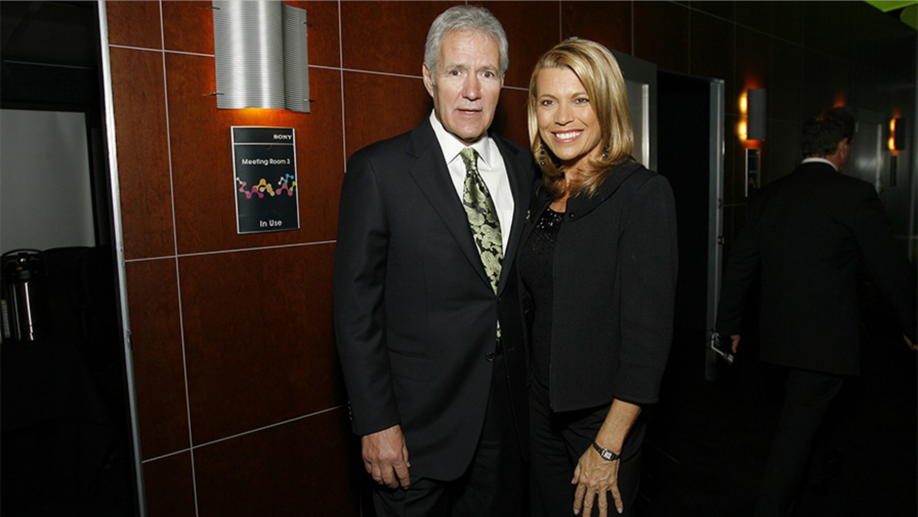 Television personalties Alex Trebek and Vanna White at the Sony CES booth held at the Las Vegas Convention Center on Jan. 7, 2008.