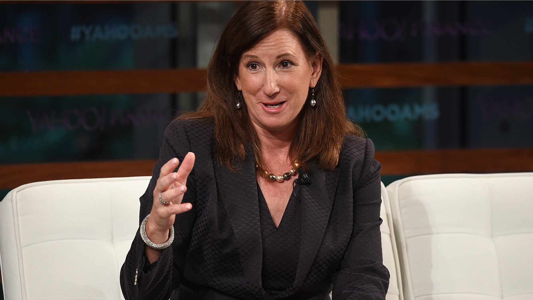 Deloitte CEO Cathy Engelbert participates in the Yahoo Finance All Markets Summit: A World of Change at The Times Center in New York. (Photo by Evan Agostini/Invision/AP, File)