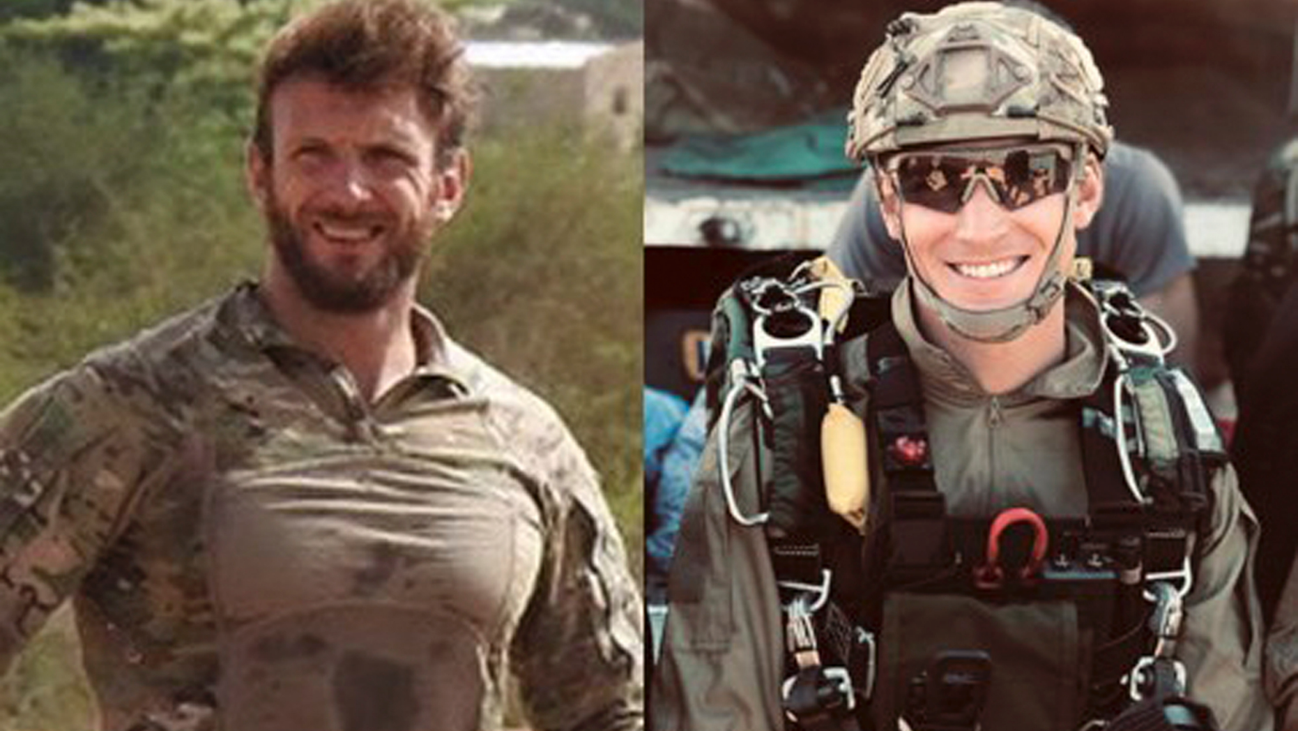 This photo provided Friday May 10, 2019 by the French army shows navy soldiers Cédric de Pierrepont, left, and Alain Bertoncello. Two French soldiers have been killed in a military operation in the West African nation of Burkina Faso that freed four people from the U.S., France and South Korea who were kidnapped in neighboring Benin. (French Army via AP)