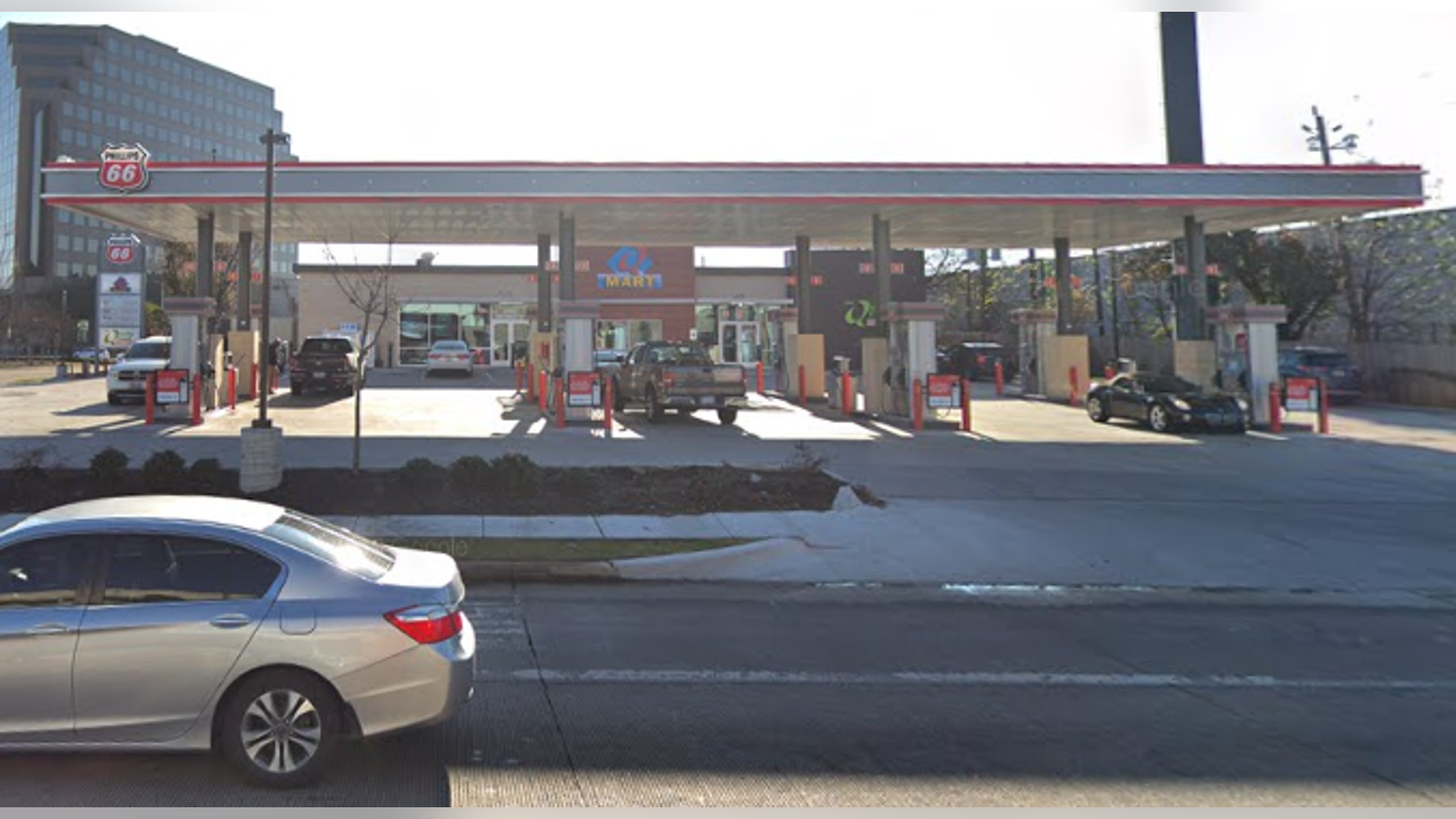 A father pulled into a gas station in western Houston on Wednesday after his 18-month-old son was shot in an apparent road rage incident, police said.