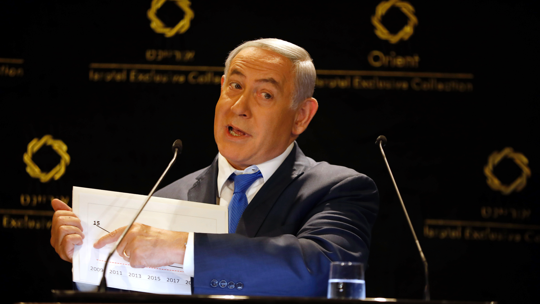 FILE - In this Thursday, May 30, 2019 file photo, Israeli Prime Minister Benjamin Netanyahu gives a statement to the press in Jerusalem. After narrowly failing to oust PM Benjamin Netanyahu in April elections, the long-time Israeli leader's opponents now have a rare chance for a ‘do-over’ in a snap vote in September. (AP Photo/Ariel Schalit, File)