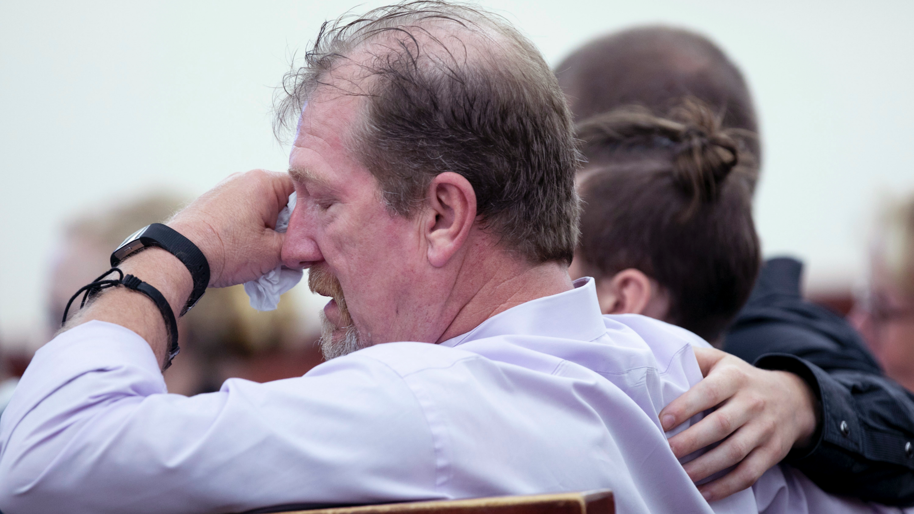 Tim Jones, Sr., listens to testimony during the sentencing phase of the trial of his son, Tim Jones, Jr. in Lexington, S.C., Monday, June 10, 2019. Timothy Jones, Jr. was found guilty of killing his 5 young children in 2014. (Tracy Glantz/The State via AP, Pool)