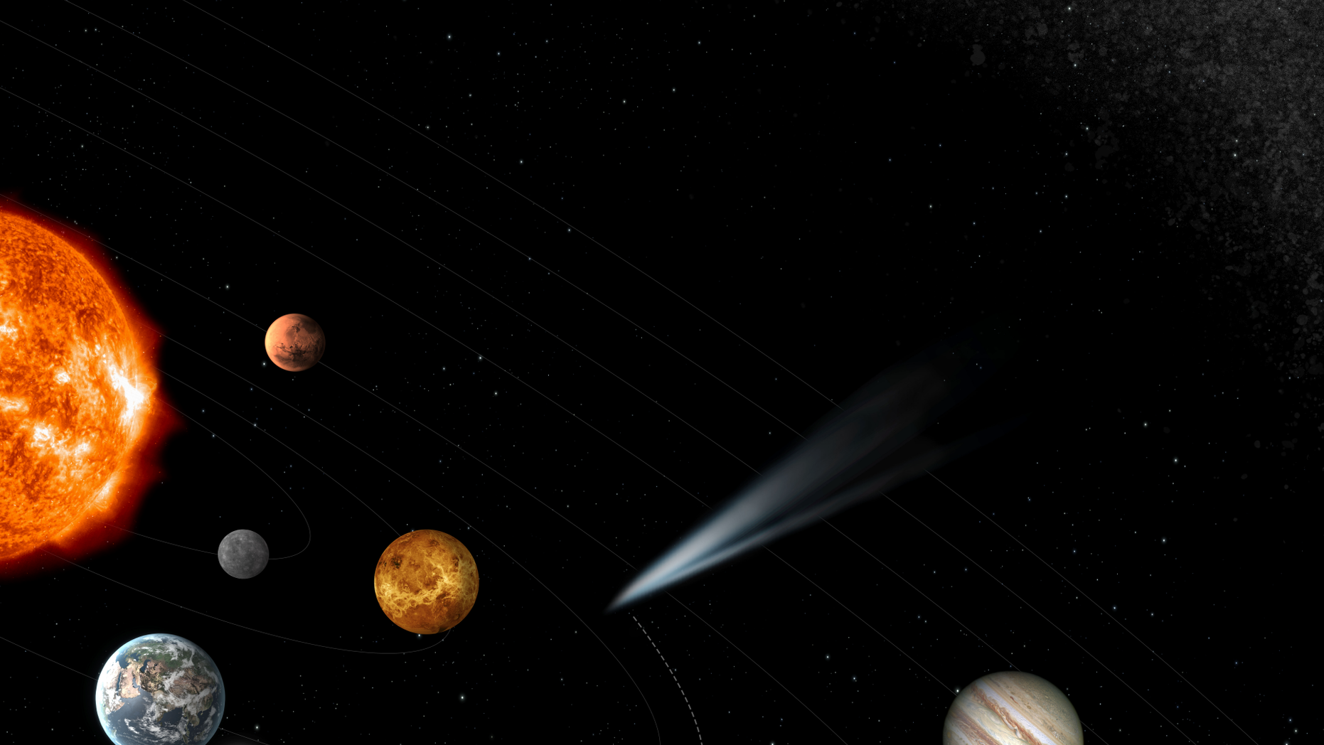 A graphic of the spacecraft's course to intercept the comet as it enters the inner solar system.