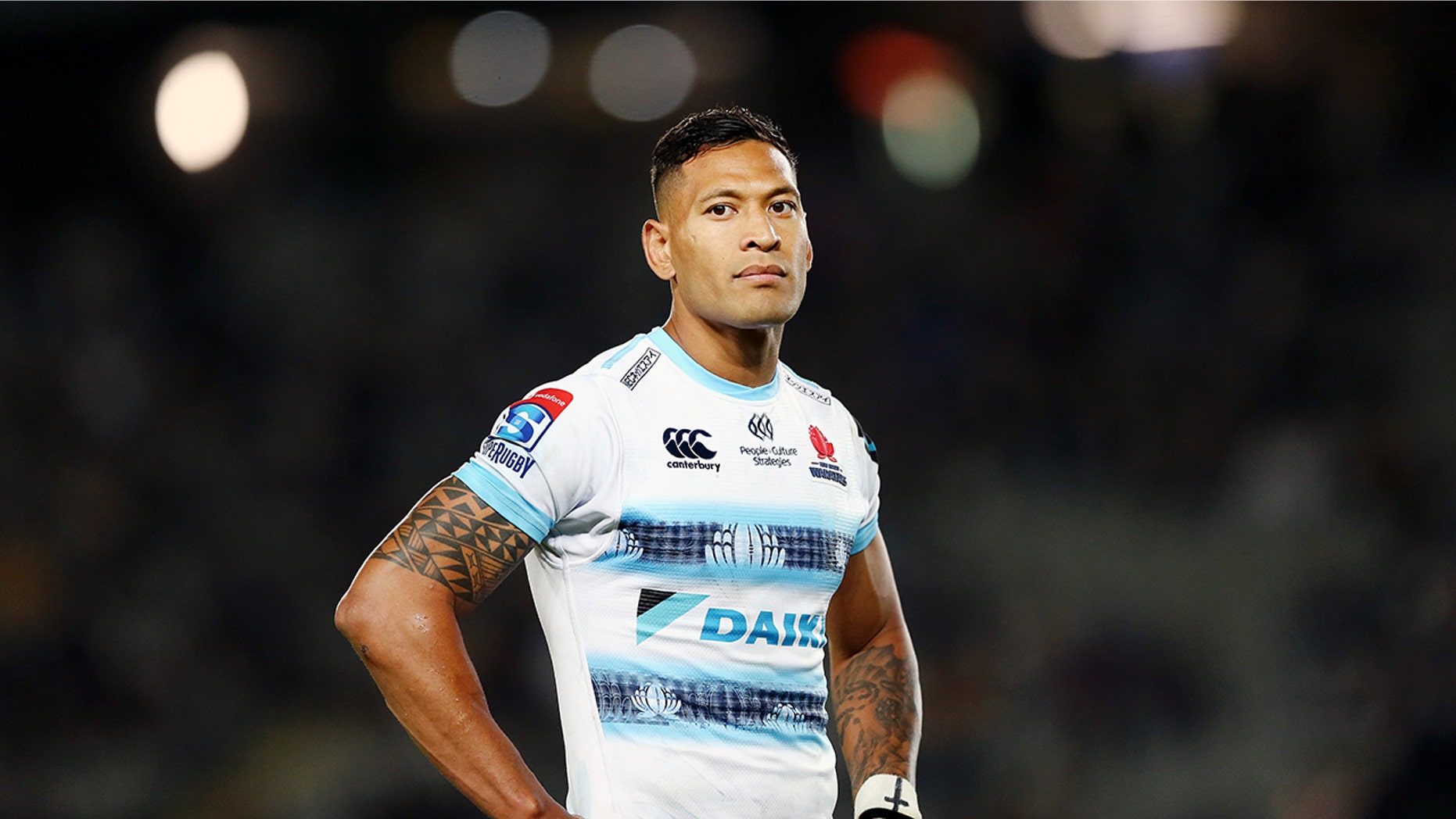 Israel Folau is in the fight of his life after being sacked for posting a Bible verse on his Instagram. Now he is suing for religious discrimination in the workplace and was kicked off GoFundMe but has raised over $1.5 million on an alternative platform. (Photo by Anthony Au-Yeung/Getty Images)