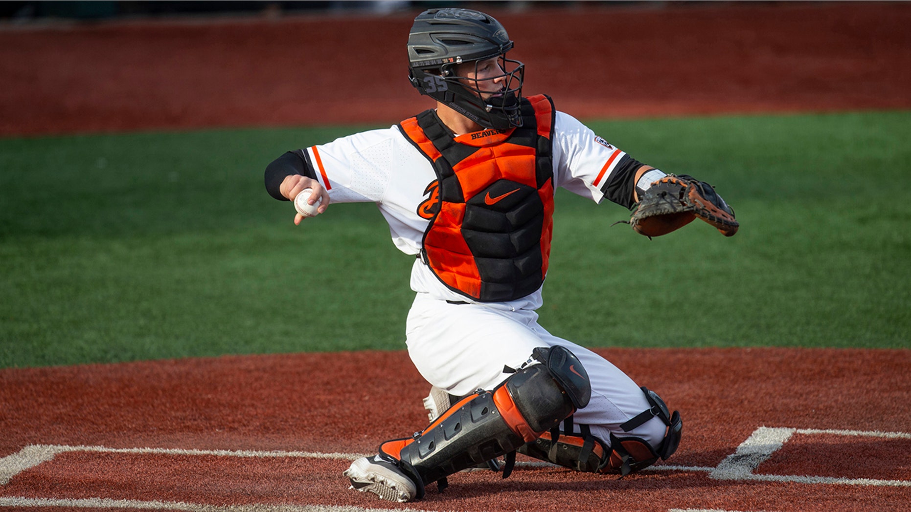 The Baltimore Orioles lead off the Major League Baseball Draft for the first time in 30 years and Oregon State catcher Adley Rutschman is a heavy favorite to be selected No. 1 on Monday night, June 3, 2019. (AP Photo/Chris Pietsch, File)