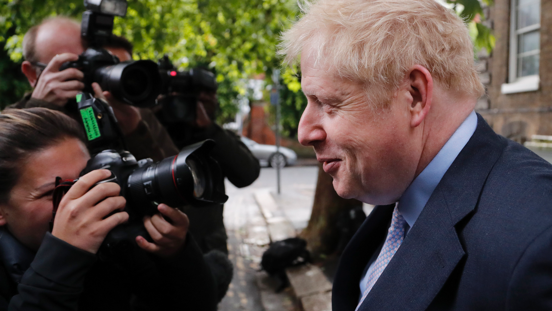 British Conservative Party lawmaker Boris Johnson leaves his home in London, Tuesday, June 11, 2019. Britain's Conservative Party is holding an election to replace Prime Minister Theresa May, who resigned last week after failing to lead Britain out of the European Union on schedule. Former Foreign Minister Boris Johnson is currently the bookies favorite to replace May. (AP Photo/Frank Augstein)