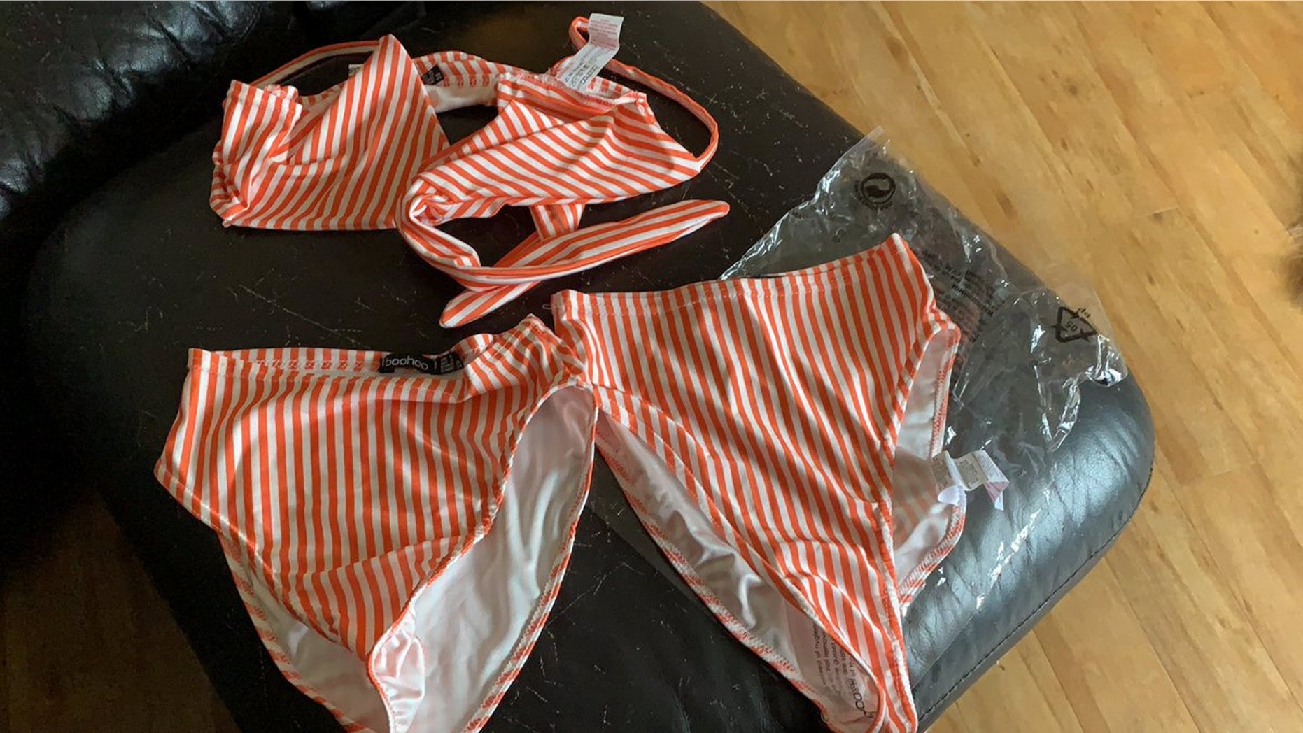 Katrina Harradine, 29, purchased the two-piece Stripe Tie Triangle High Waist Bikini for an upcoming holiday in St. Lucia.