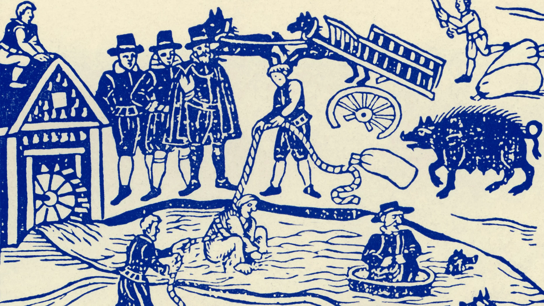 Witch trials in England included tests such as lowering the accused into water. Credit: Culture Club/Getty