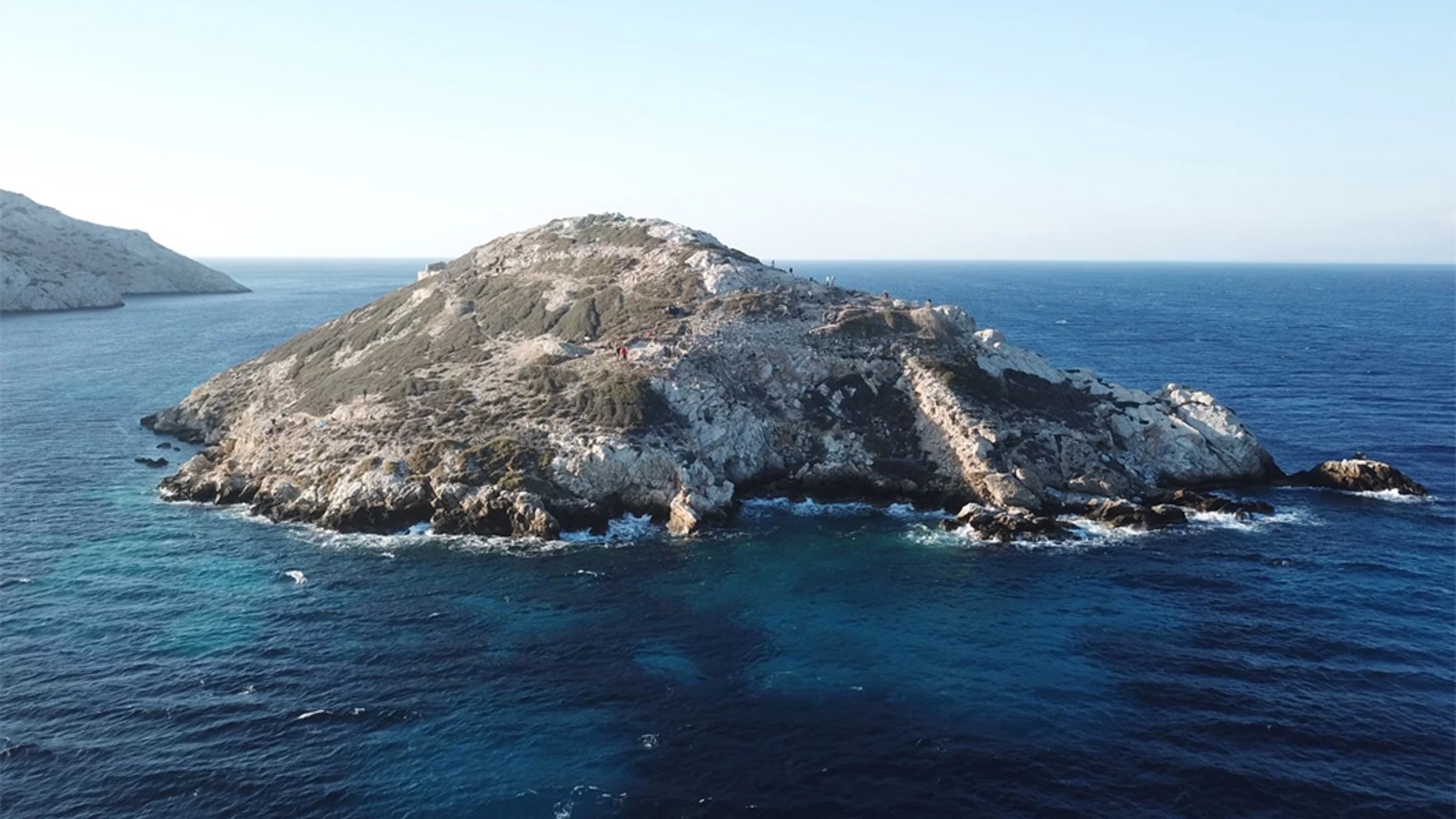 Dhaskalio, shown here, is a small island that is naturally shaped like a pyramid. (Credit: Michael Boyd)