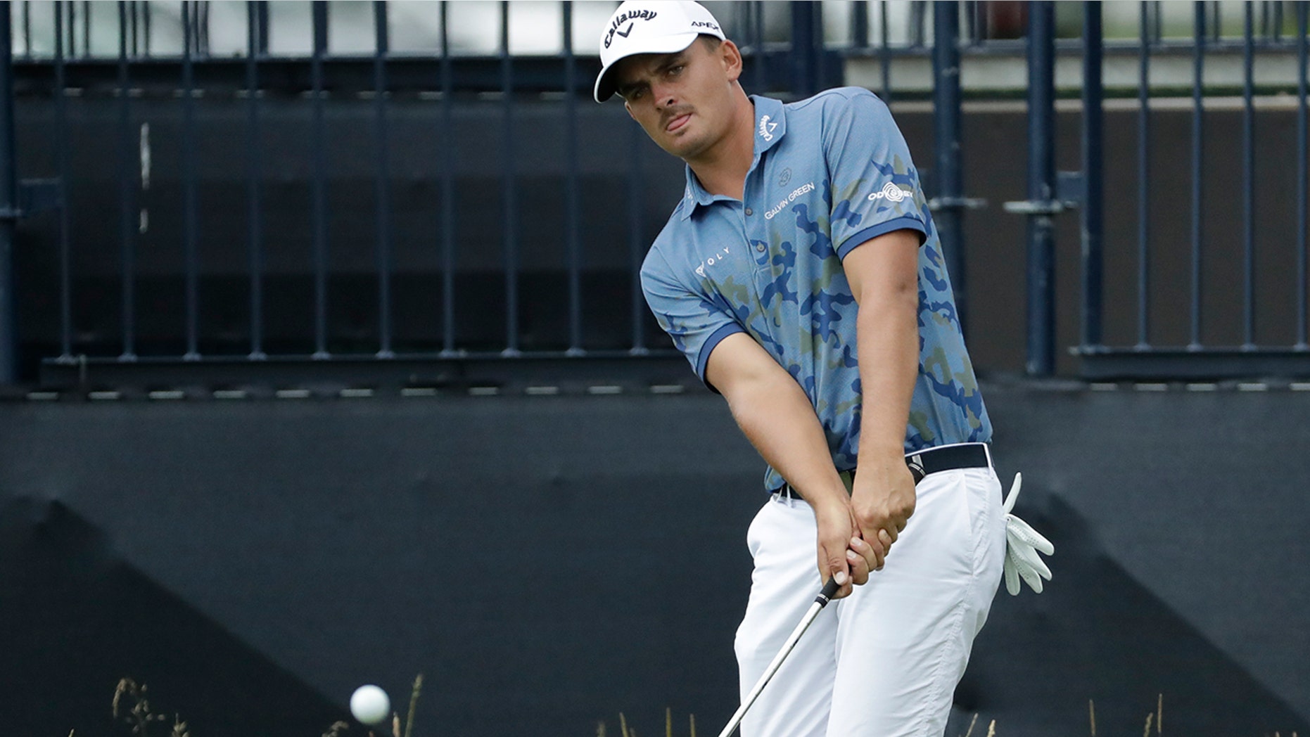 South Africa's Christiaan Bezuidenhout plays a shot to the 3rd green during a practice round ahead of the start of the British Open golf championships at Royal Portrush in Northern Ireland, Tuesday, July 16, 2019. The British Open starts Thursday. (AP Photo/Matt Dunham)
