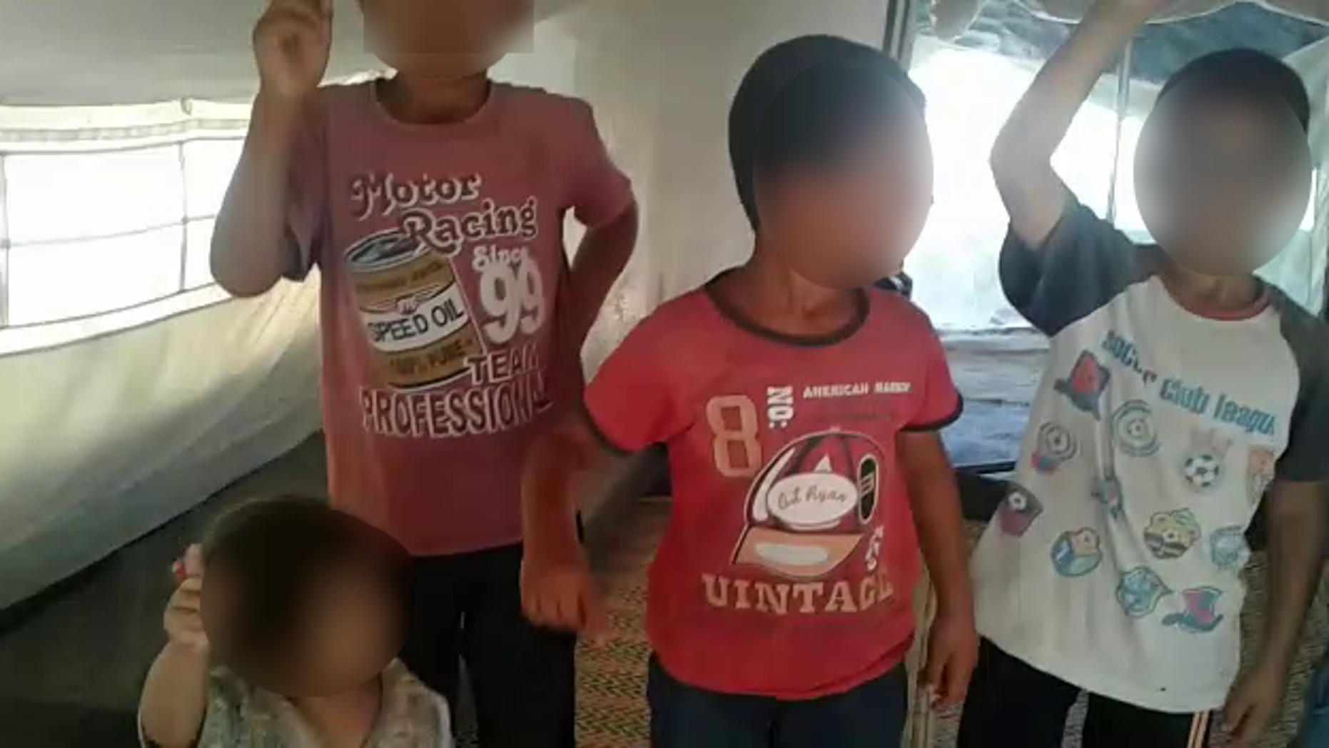 Children purportedly at the al-Hol refugee camp singing in praise of ISIS