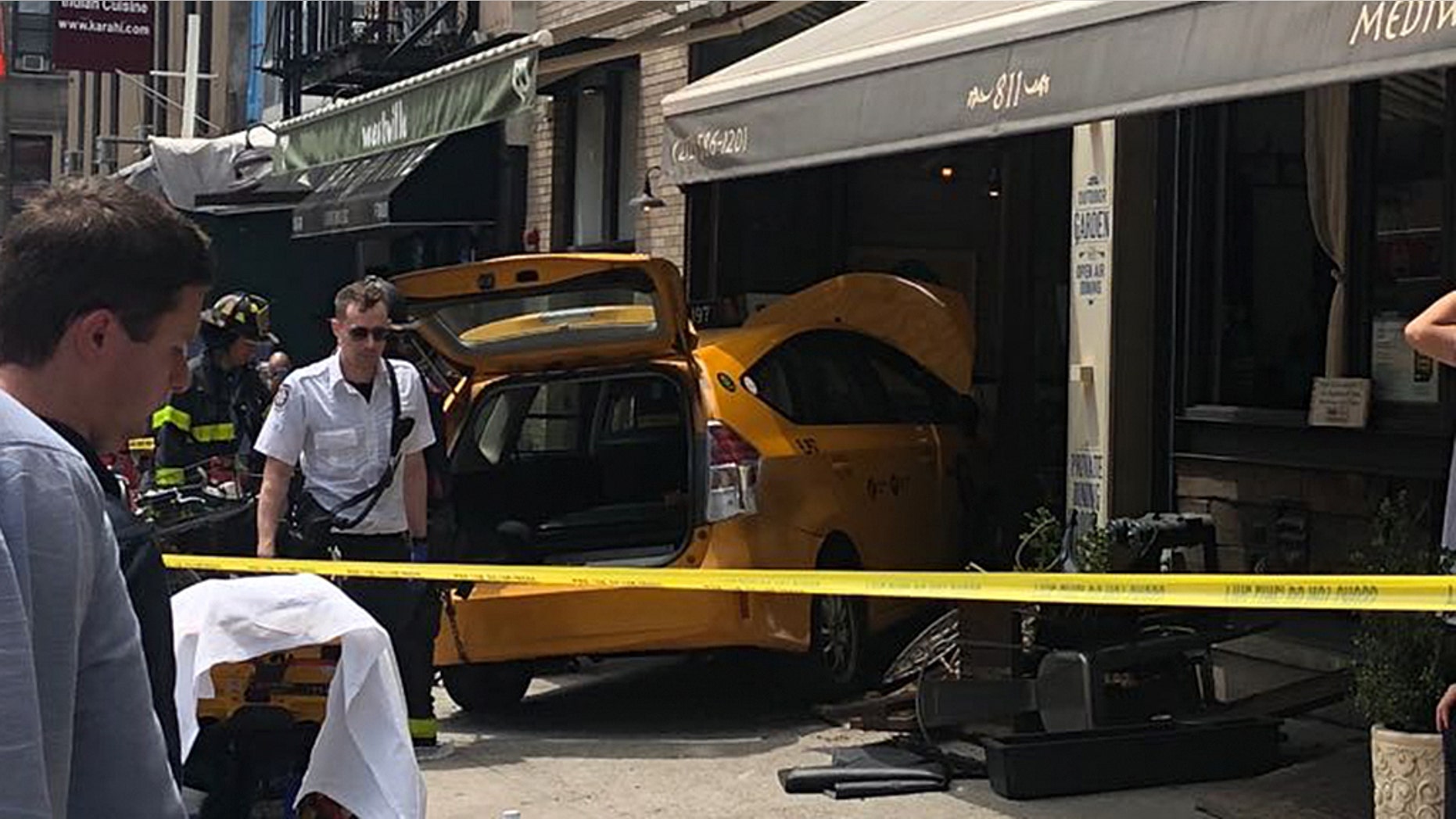 Eight people were injured when a taxi ran off of the road in midtown <a data-cke-saved-href="https://www.foxnews.com/category/us/us-regions/northeast/new-york" href="https://www.foxnews.com/category/us/us-regions/northeast/new-york" target="_blank">Manhattan </a>on Thursday, colliding with a popular restaurant
