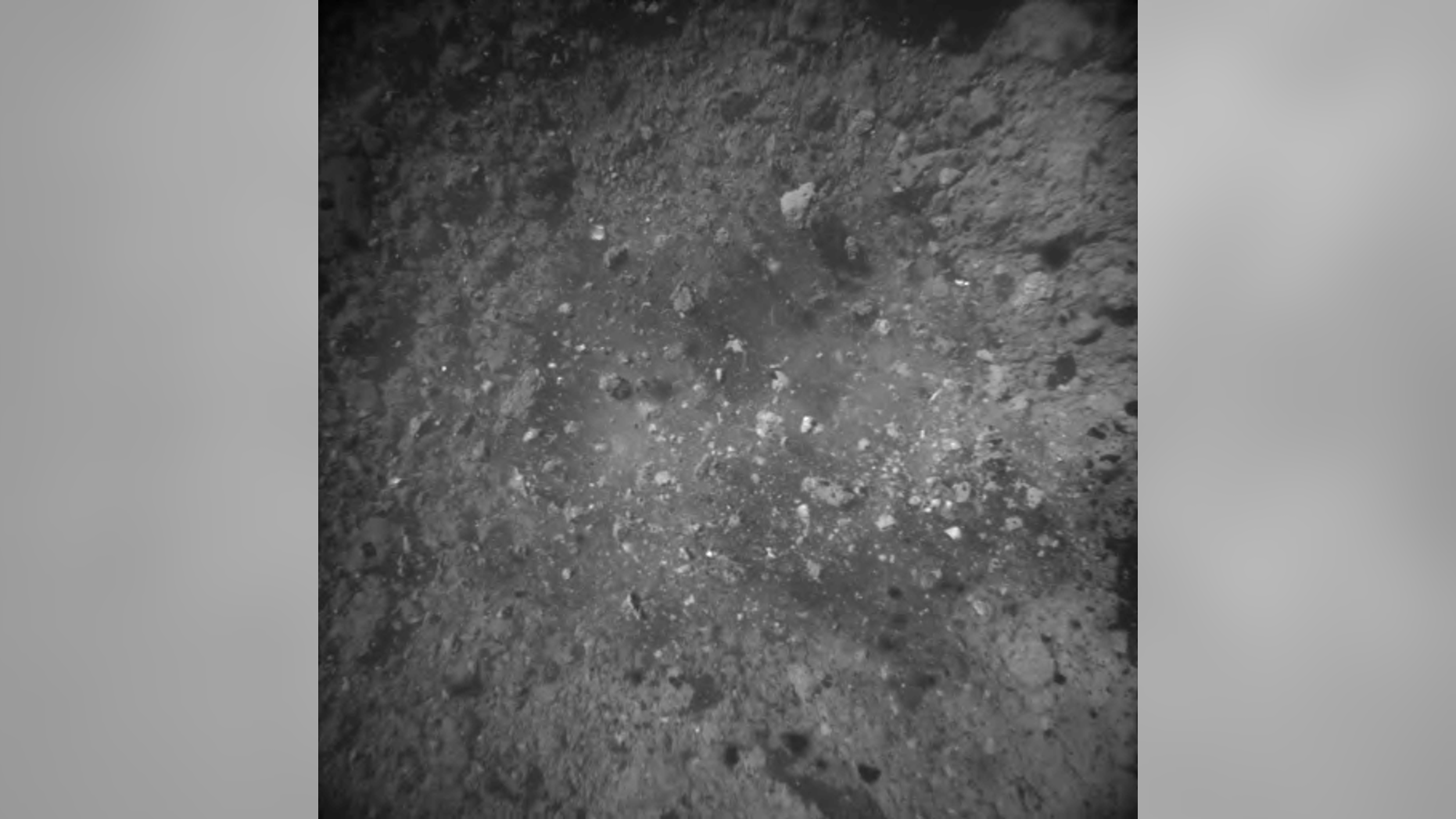 An image captured by the Hayabusa2 spacecraft after the second sampling procedure.