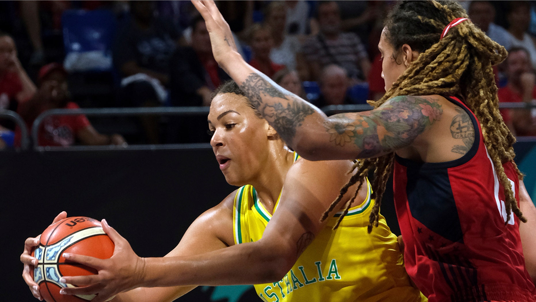 Las Vegas Aces All-Star Liz Cambage was all smiles heading into Sunday's game against the Connecticut Sun. From pre-game warmups, to the opening tip, to the end of a 21-point, 12-rebound performance in the Aces' 89-81 victory, nobody would have guessed she's been dealing with mental health issues for roughly half her life. (AP Photo/Andres Gutierrez, File)