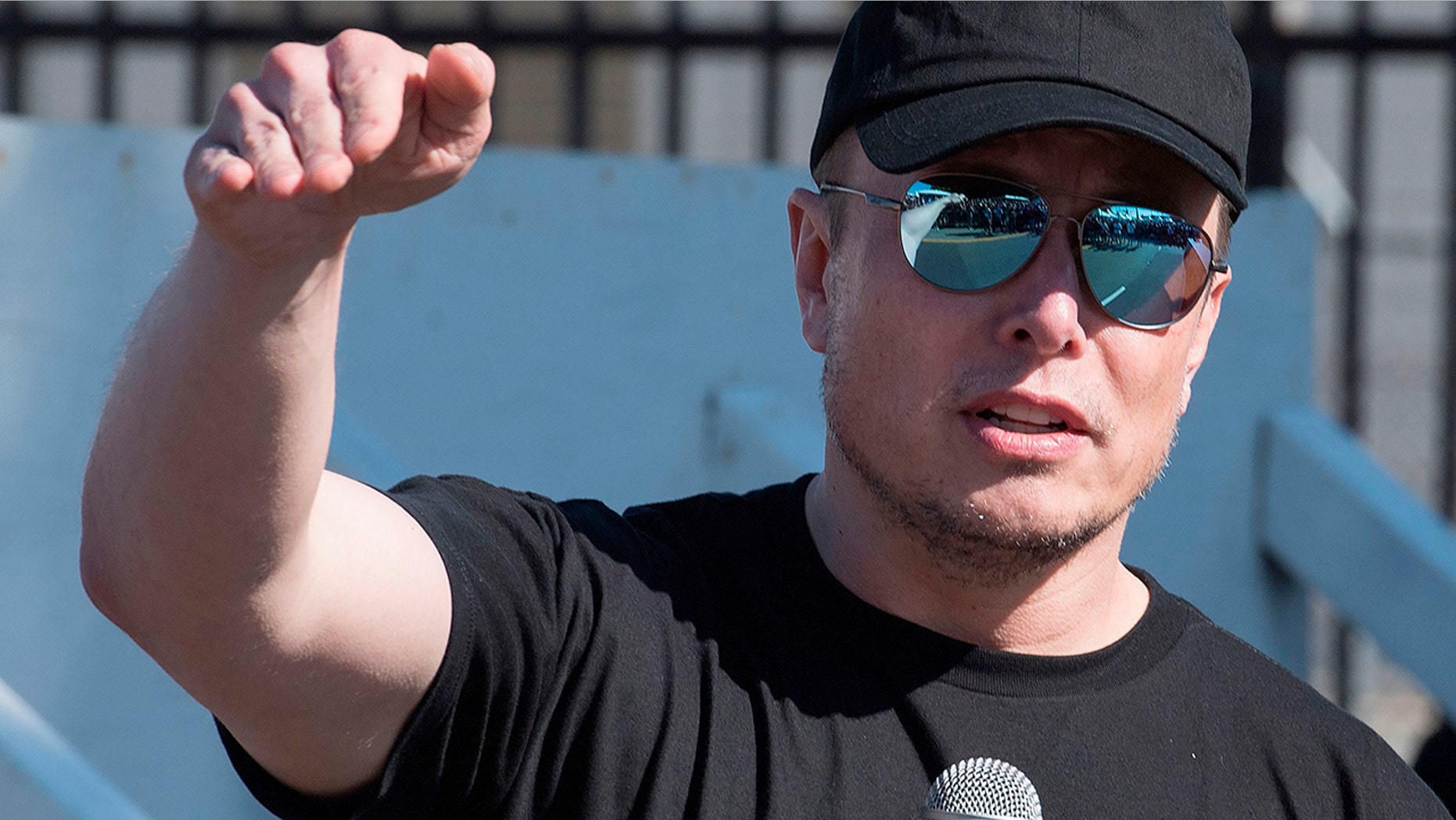SpaceX chief Elon Musk answers questions after the 2019 SpaceX Hyperloop Pod competition at the SpaceX headquarters in Los Angeles on July 21, 2019. - (Photo by Mark RALSTON / AFP) (Photo credit should read MARK RALSTON/AFP/Getty Images)