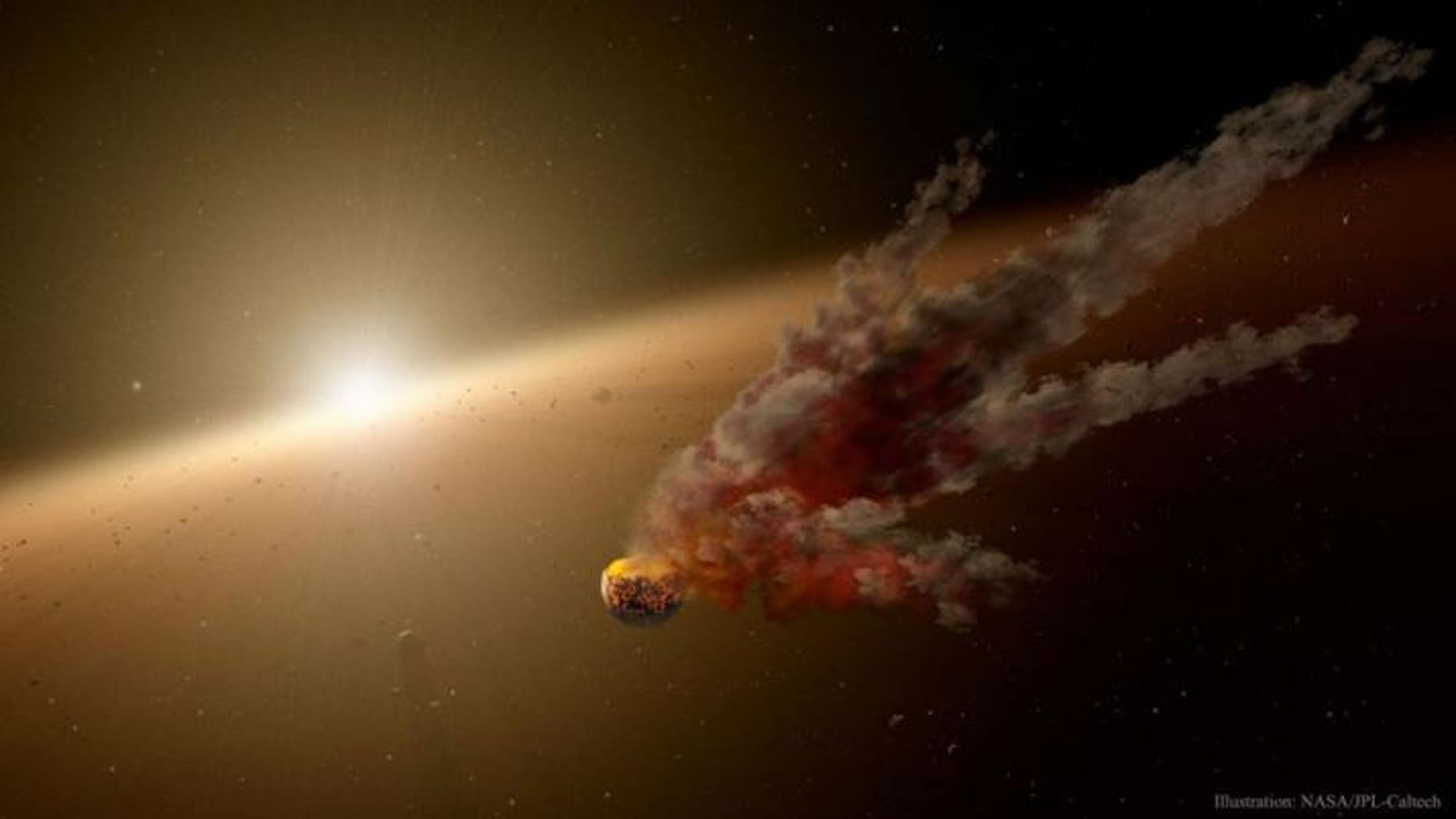 An older NASA illustration shows a disintigrating planet orbiting Tabby's star.