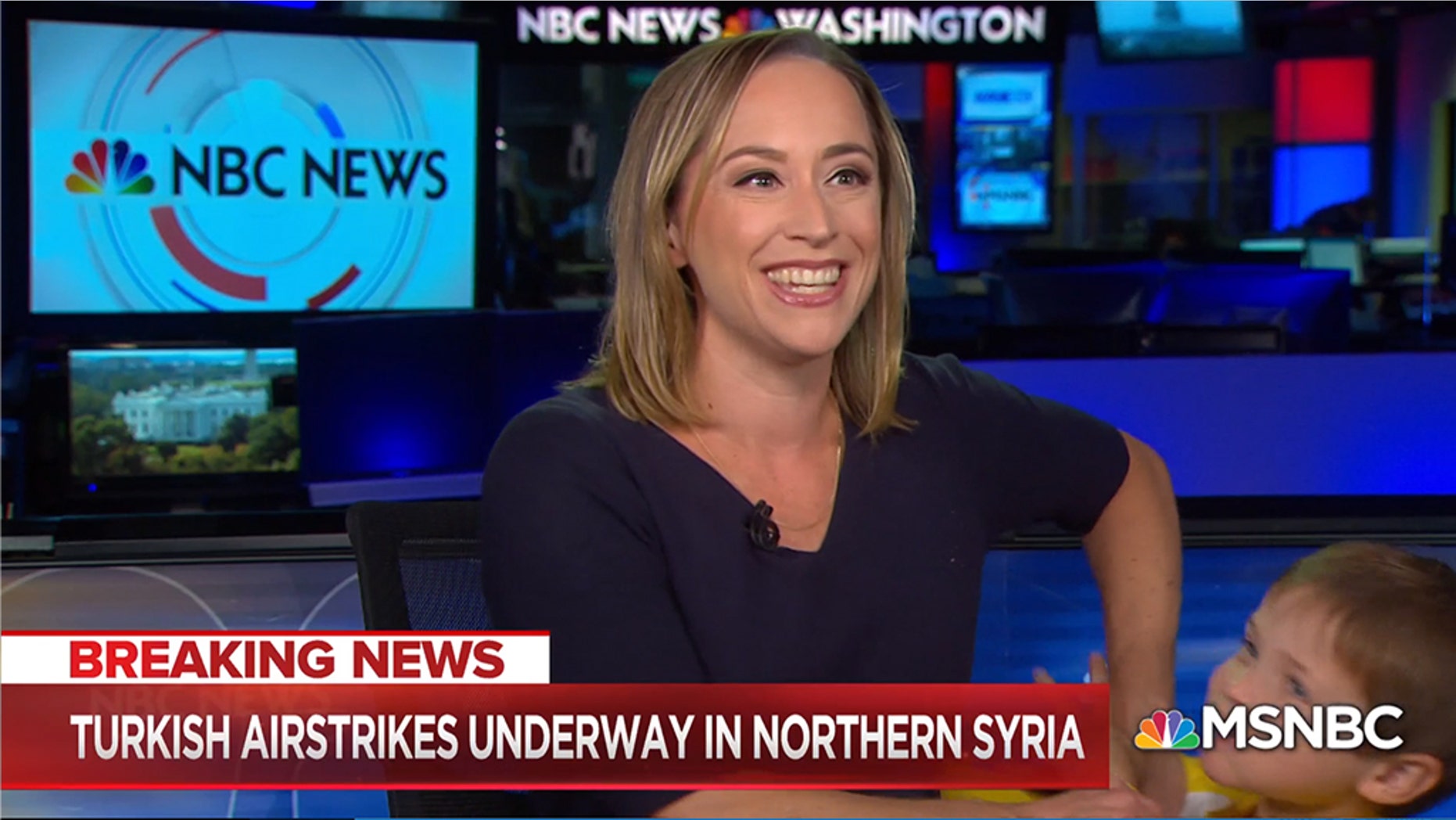 NBC reporter Courtney Kube's story on Syria had an unexpected guest weigh in during her live broadcast on Wednesday