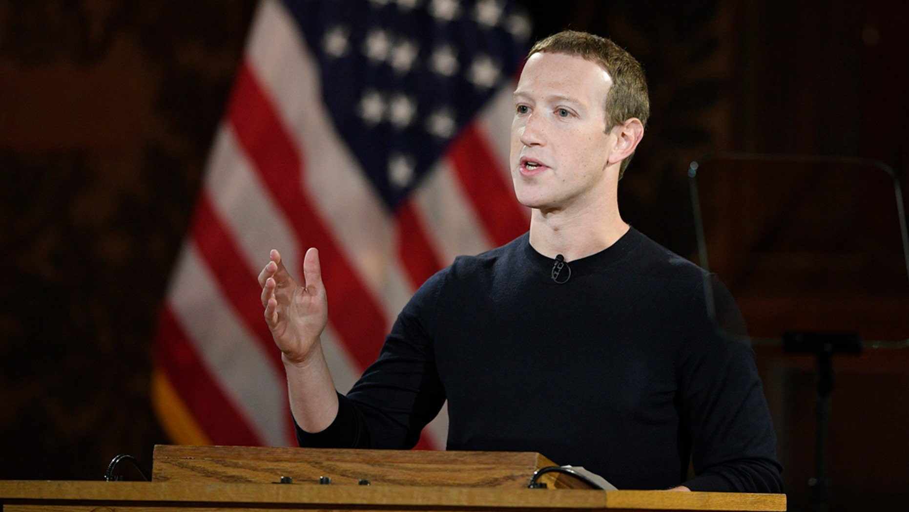 FILE - In this Oct. 17, 2019, file photo Facebook CEO Mark Zuckerberg speaks at Georgetown University in Washington. With just over a year left until the 2020 U.S. presidential election, Facebook is stepping up its efforts to ensure it is not used as a tool to interfere in politics and democracies around the world. Facebook said Monday, Oct. 21, that it will also label state-controlled media as such, label fact -checks more clearly and invest $2 million in media literacy projects. (AP Photo/Nick Wass, File)