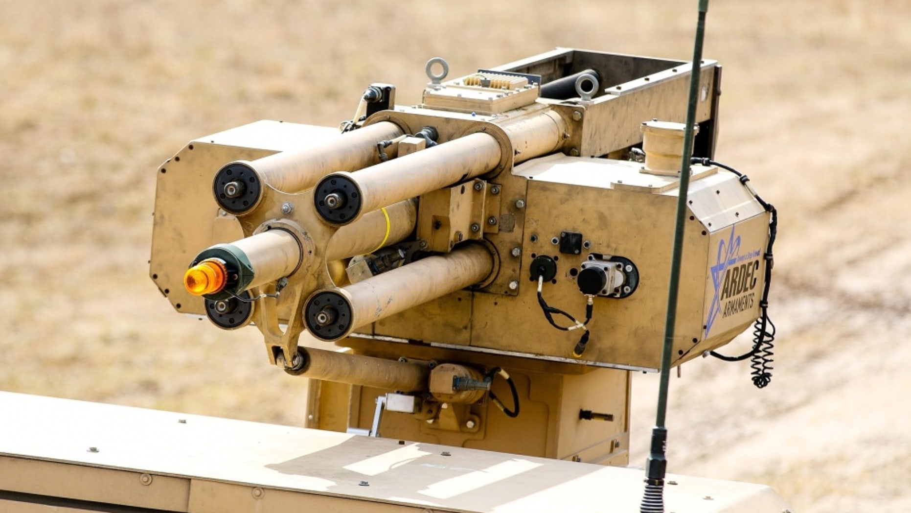 An automated direct and indirect mortar system is operated from a distance by U.S. Soldiers during a multinational joint equipment training exercise with the U.S. military at Grafenwoehr Training Area, Germany, April 2, 2018, in preparation for a Robotic Complex Breach Concept demonstration - file photo..