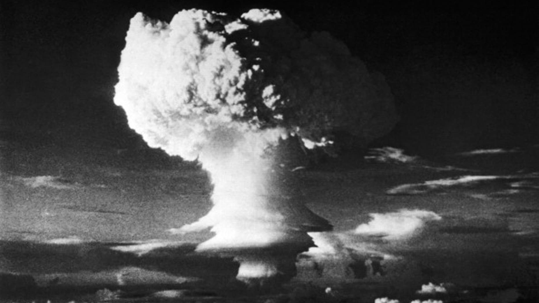 View of a cloud plume after the nuclear detonation codenamed Mike, Enewetak, Marshall Islands, November 1, 1952. The detonation, the first of two in 'Operation Ivy,' was also the first successful hydrogen bomb. (Photo by Underwood Archives/Getty Images)