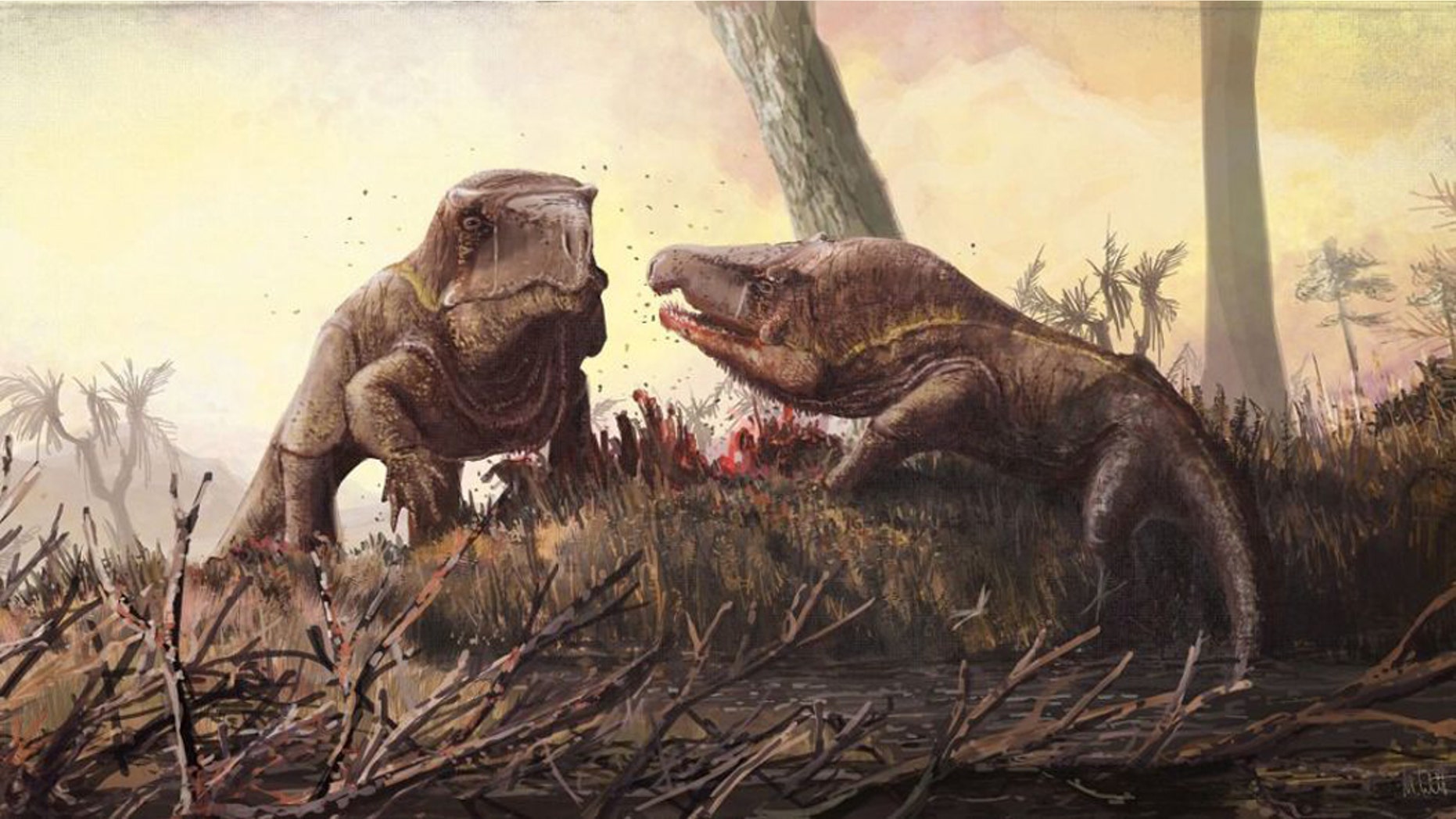 The erythrosuchid species Garjainia madiba, illustrated here, was native to South Africa. (Credit: Copyright Mark Witton)