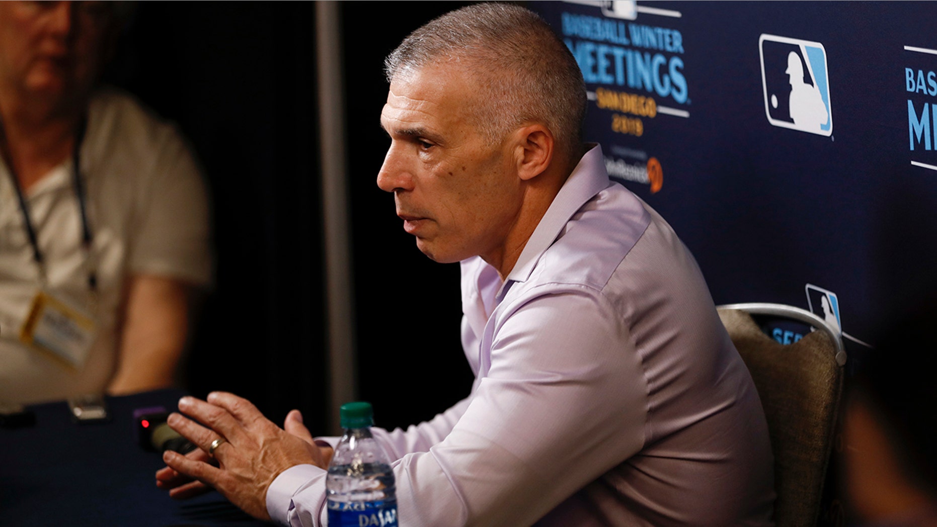 Philadelphia Phillies manager Joe Girardi speaks during the Major League Baseball winter meetings Monday, Dec. 9, 2019, in San Diego. (AP Photo/Gregory Bull)