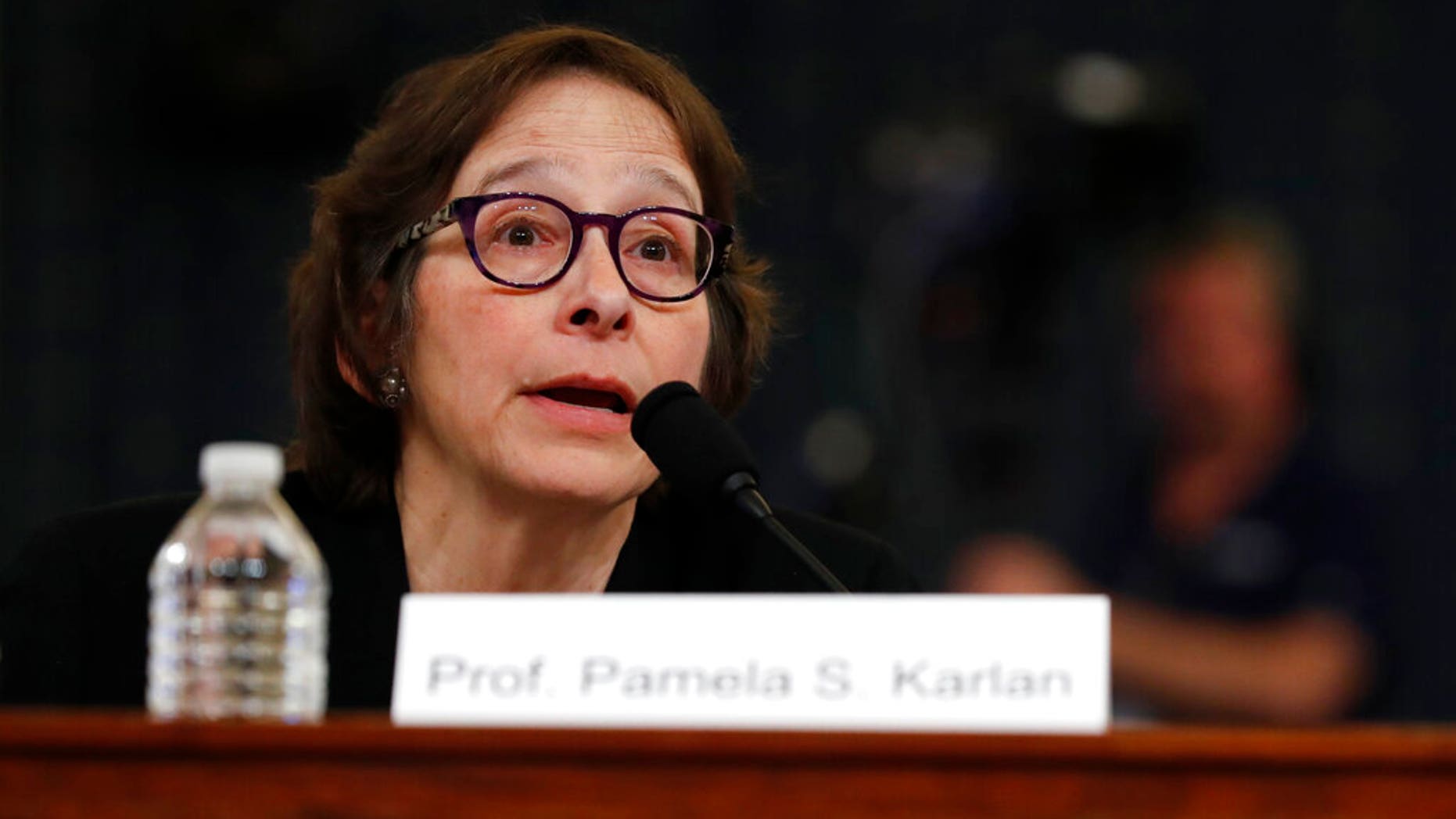 Constitutional law scholar Stanford Law School professor Pamela Karlan apologizes for a remark she made about Barron Trump, President Donald Trump's son, during a hearing before the House Judiciary Committee on the constitutional grounds for the impeachment of President Donald Trump, Wednesday, Dec. 4, 2019, on Capitol Hill in Washington. (AP Photo/Jacquelyn Martin)