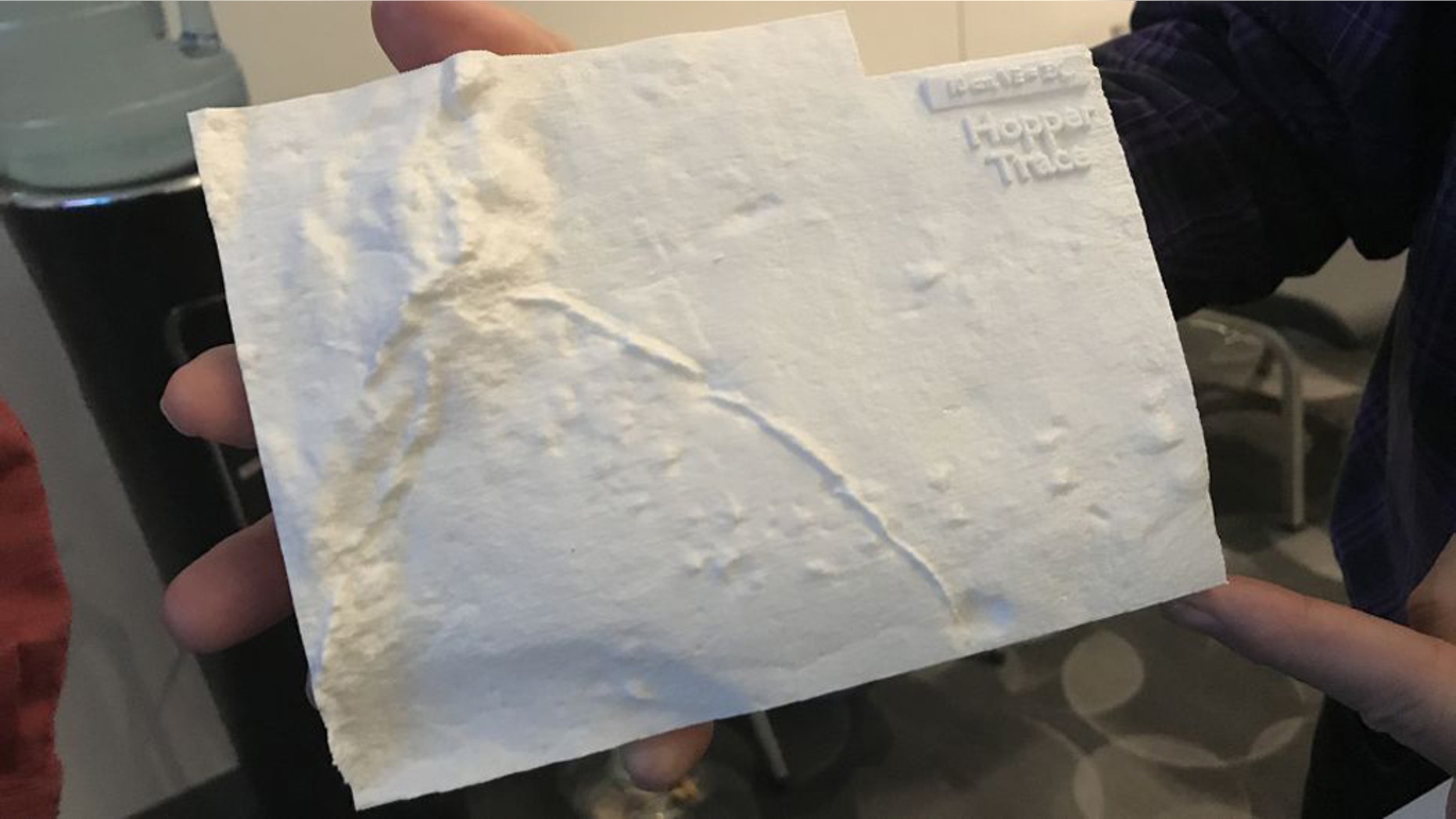 Scientists digitally scanned the slab to create a 3D-printed model of a section showing a hopping mammal's tracks leading to what may have been a burrow. (Credit: Mindy Weisberger)