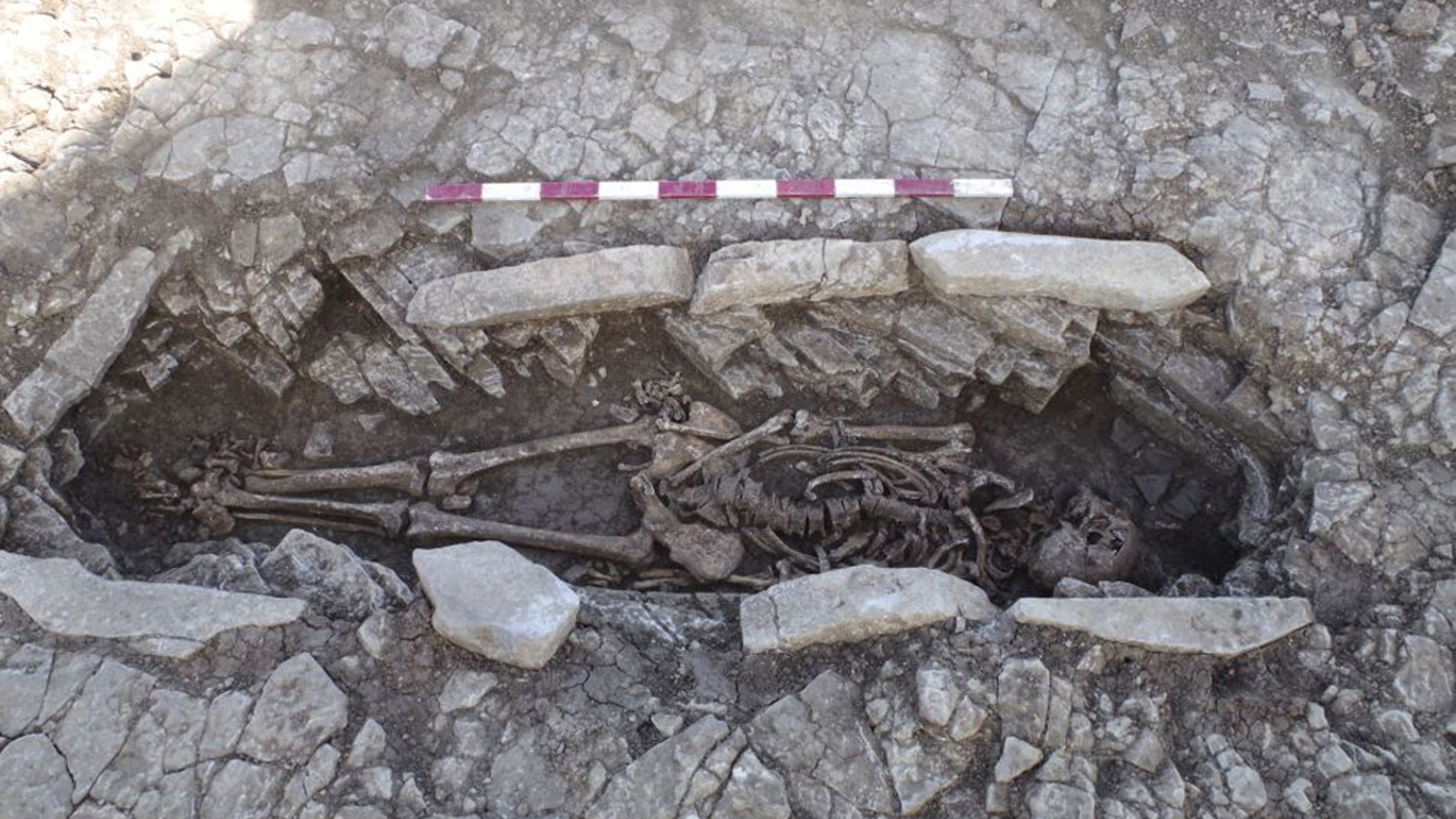 This woman was buried with her head resting on a pillow, suggesting that she held an elite position in her community. (Credit: Wessex Archaeology)
