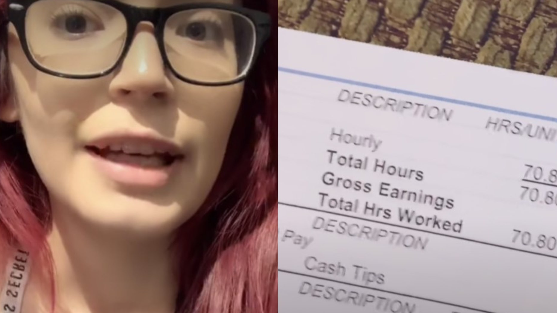 Aaliyah Cortez, who is a mother, worked more than 70 hours but only took home less than $10 after federal taxes, social security and Medicare. (Photo: f.aa.ded/TikTok)