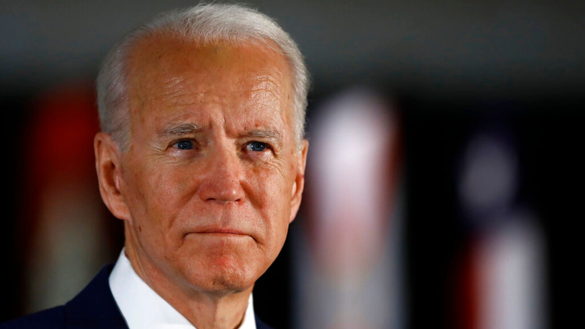 FILE - In this March 10, 2020, file photo Democratic presidential candidate former Vice President Joe Biden speaks to members of the press at the National Constitution Center in Philadelphia. (AP Photo/Matt Rourke, File)