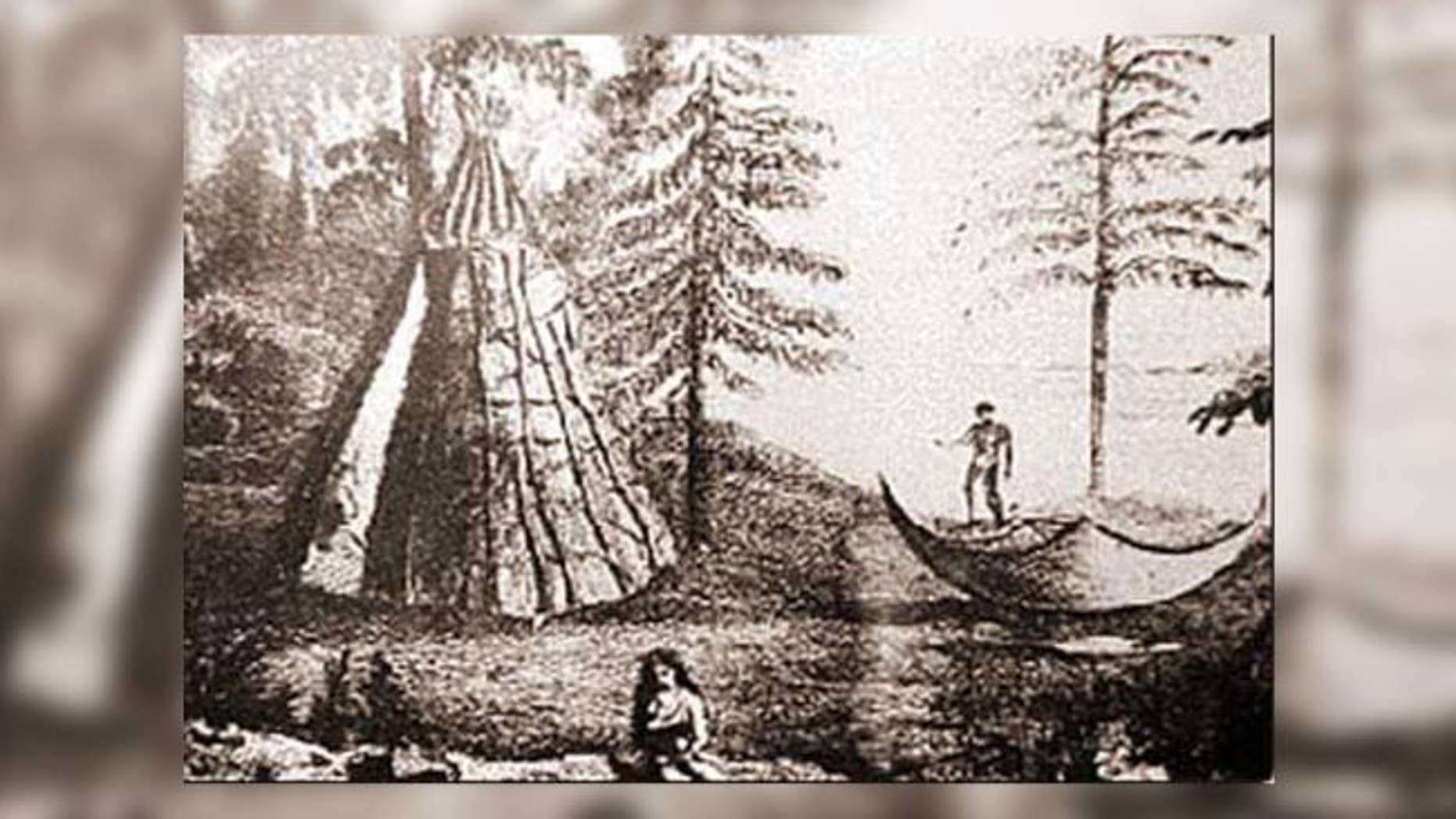 A drawing of a Beothuk camp in Newfoundland. (Credit: The History Collection/Alamy Stock Photo)