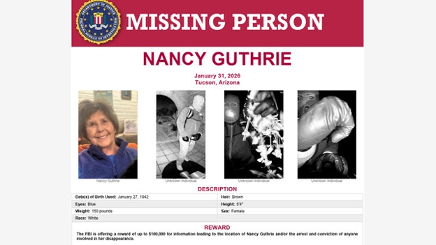 FBI updates missing person poster in search for Nancy Guthrie to include $100,000 reward
