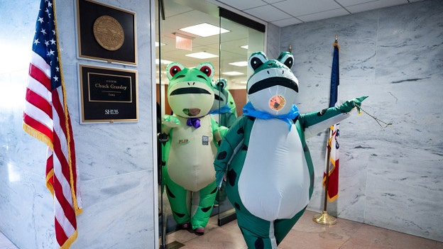 Protesters in inflatable frog suits show up on Capitol Hill ahead of SOTU address