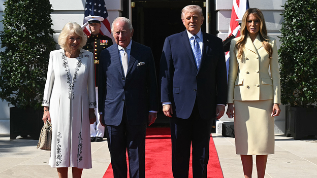 King Charles and Queen Camilla arrive at the White House