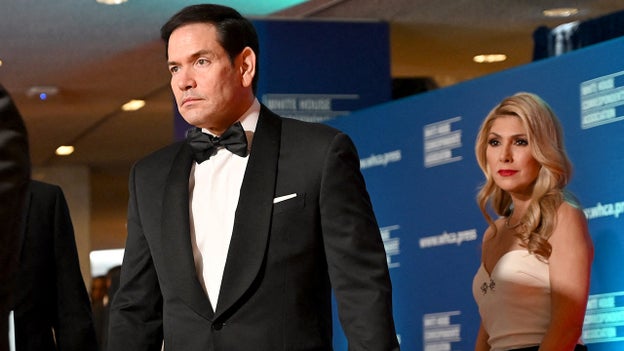 Secretary of State Marco Rubio arrives at White House Correspondents’ Dinner with wife Jeanette